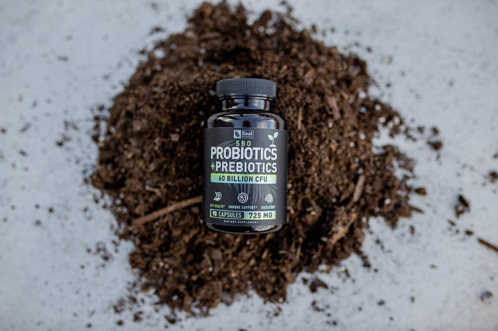Probiotics and Prebiotics + SBO Probiotics (60 Billion CFU | 90 Capsules) Acidophilus Probiotic w. Saccharomyces Boulardii, Bifidobacterium + Spore Probiotic & Organic Sprouted Prebiotic Fiber Blend Zeal Naturals Au supplements