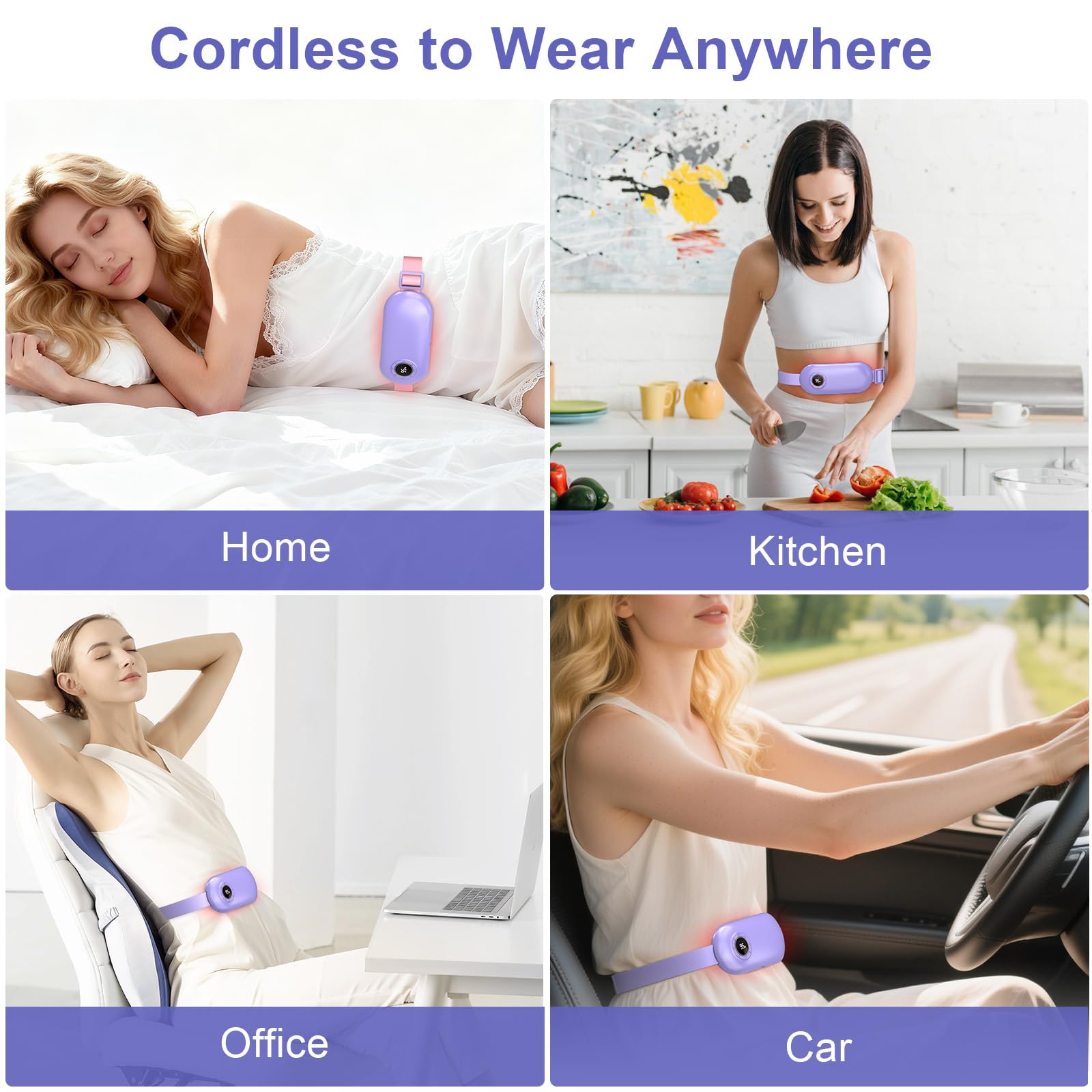 Heating Pad for Period Cramps, 3 Heat Levels and 3 Massage Modes, Portable Heating Pad for Menstrual Cramps Relief, Electric Heat Belt, Christmas Gifts for Women and Girl Stocking Stuffers(Purple) SZO Au supplements