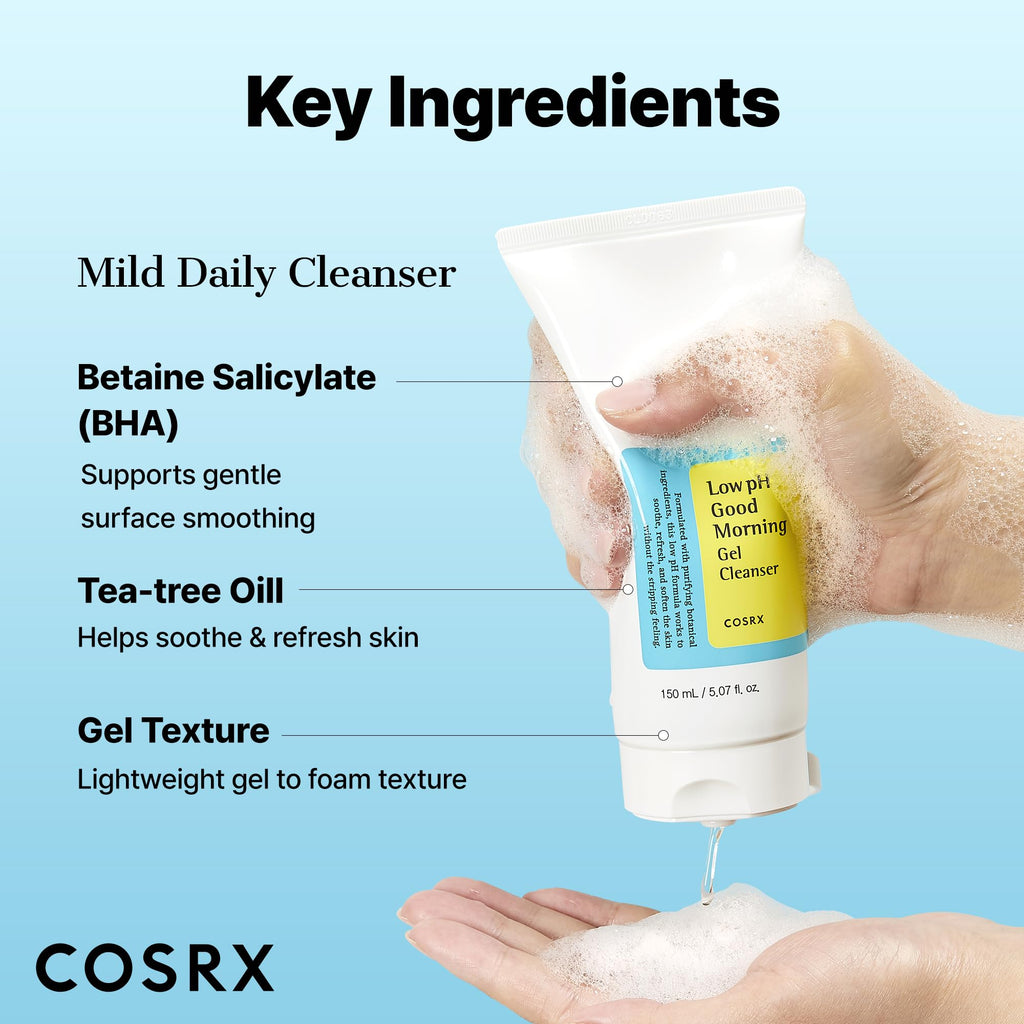 COSRX Low pH Good Morning Gel Face Cleanser, 5.07 fl oz, BHA Face Wash, Daily Mild Face Cleanser for Sensitive Skin