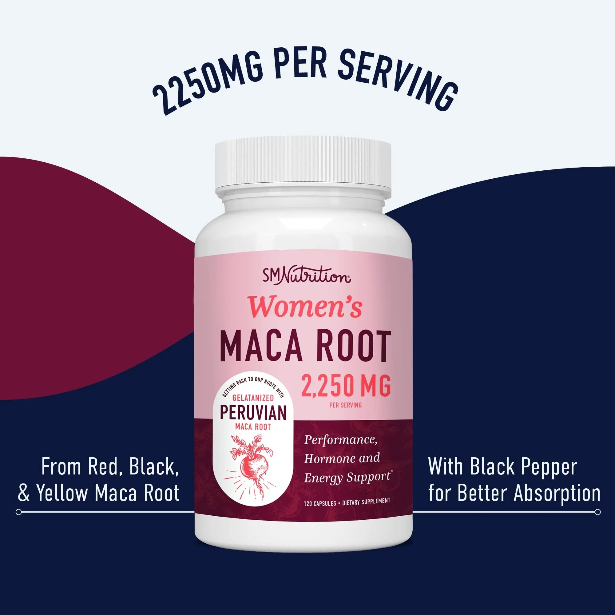 Organic Maca Root Capsules for Women | 2250MG Extra Strength | Red, Black & Yellow SMNutrition Au supplements