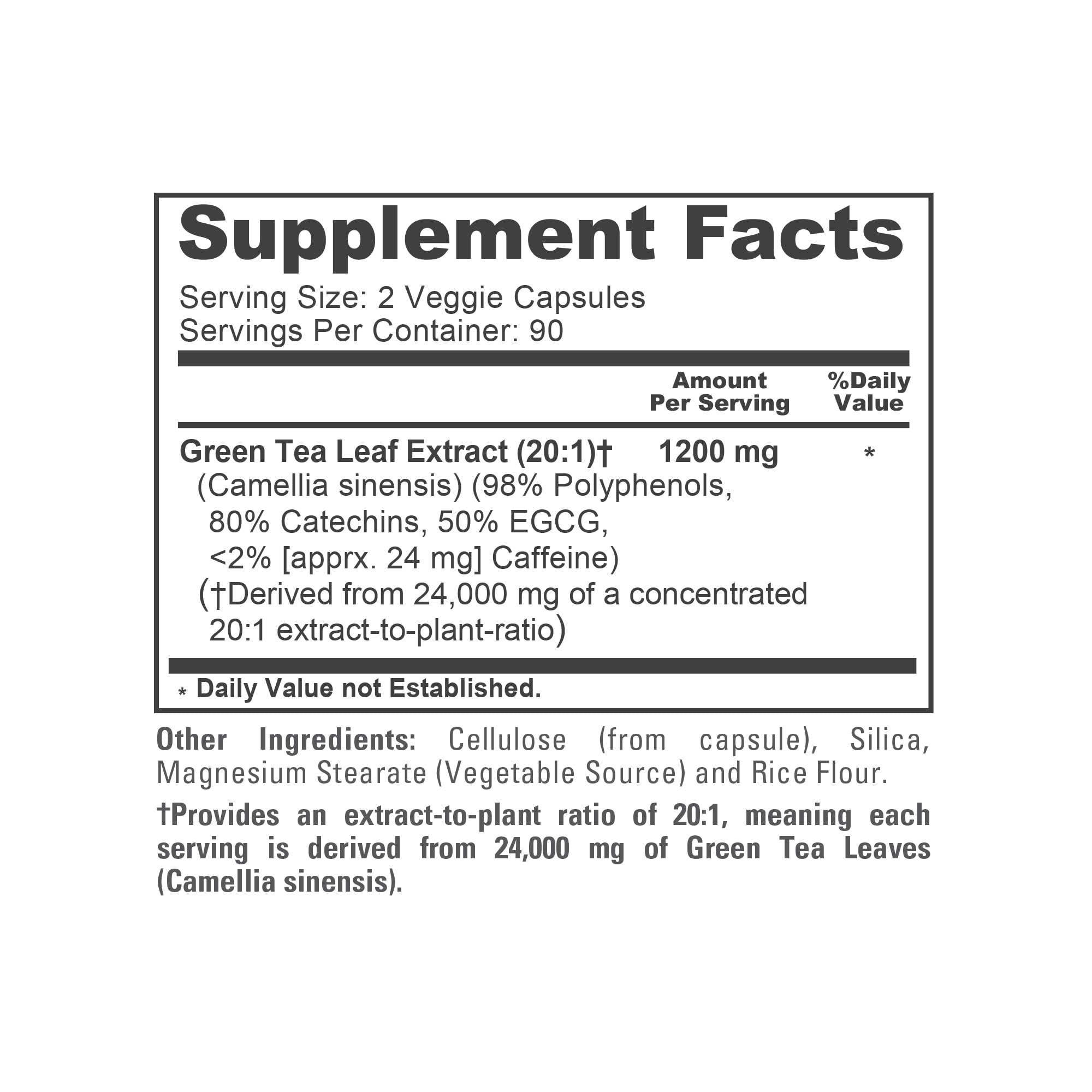 NusaPure Green Tea 20:1 Extract, 1200 mg Equivalent to 24000mg, 180 Vegan Capsules, 50% EGCG, 98% Polyphenols, 80% Catechins NusaPure Au supplements