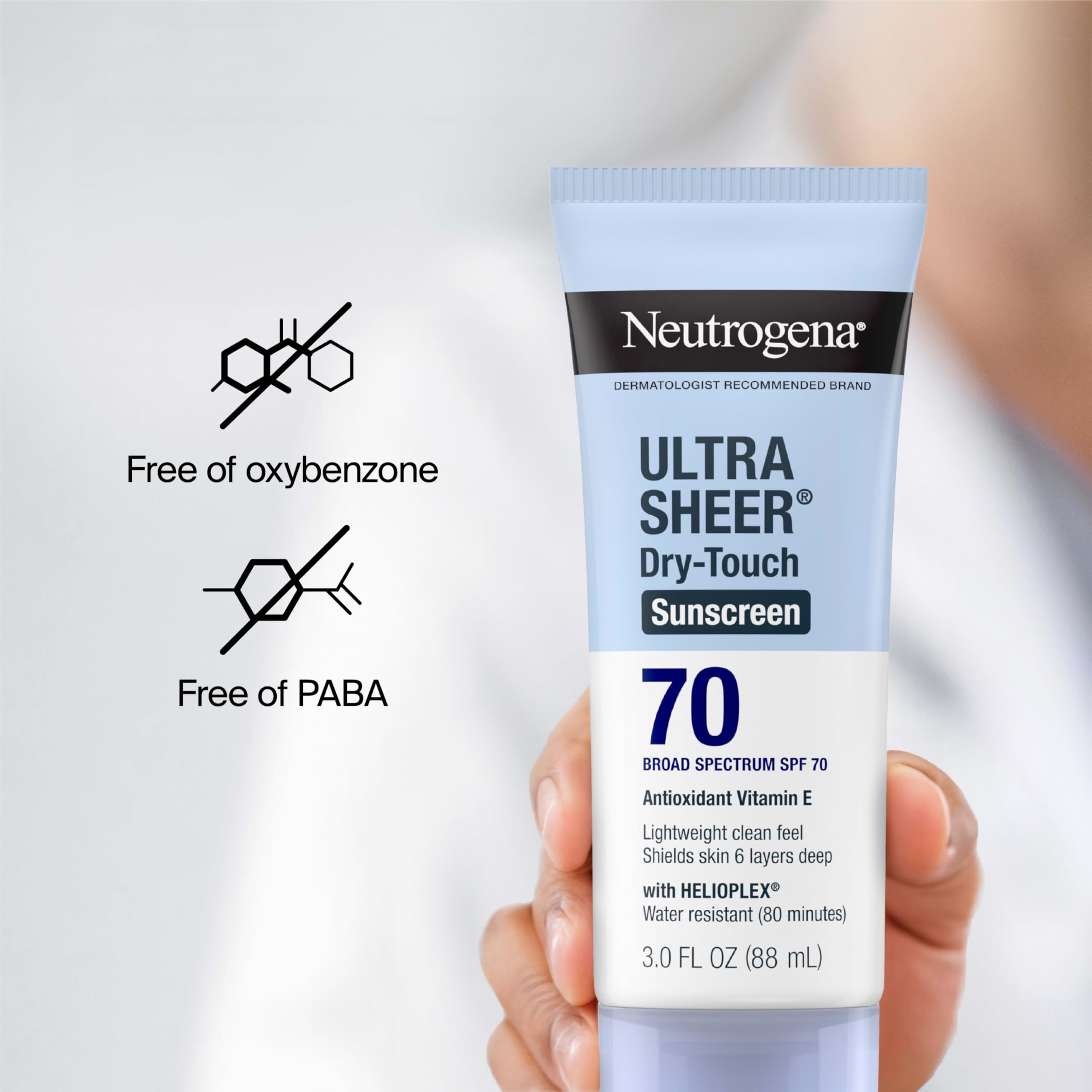 Neutrogena Ultra Sheer Dry-Touch Sunscreen Lotion SPF 70, Broad Spectrum, Water Resistant 80 Min