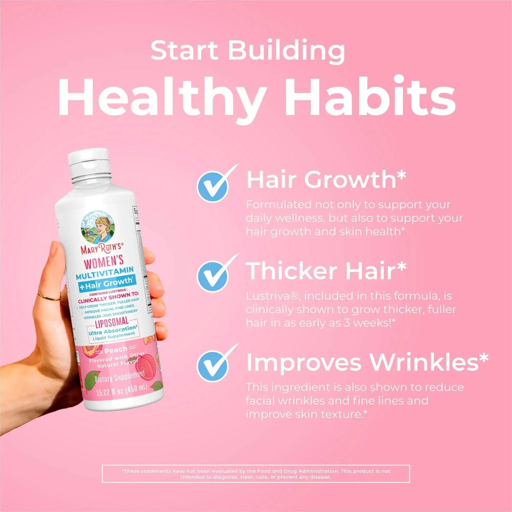MaryRuth's Women's Multivitamin + Hair Growth Liposomal (Peach) & Iron Liquid (Berry) | Clean Label Project Verified® | MARYRUTH'S Au supplements