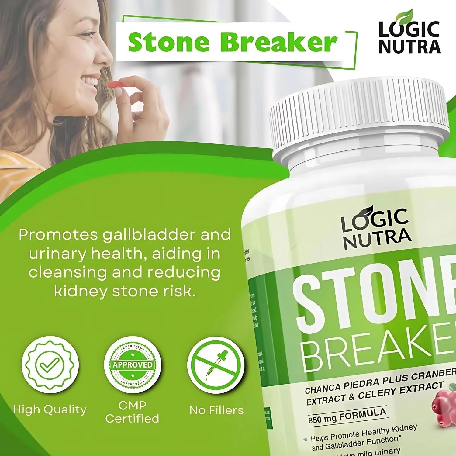 Logic Nutra Chanca Piedra Kidney Stone Breaker 120 Tablets 800 mg - Maximum Strength for Gallbladder & Urinary Cleanse with Phyllantus Niruri, Celery Seed Extract & Cranberry Extract Logic Nutra Au supplements