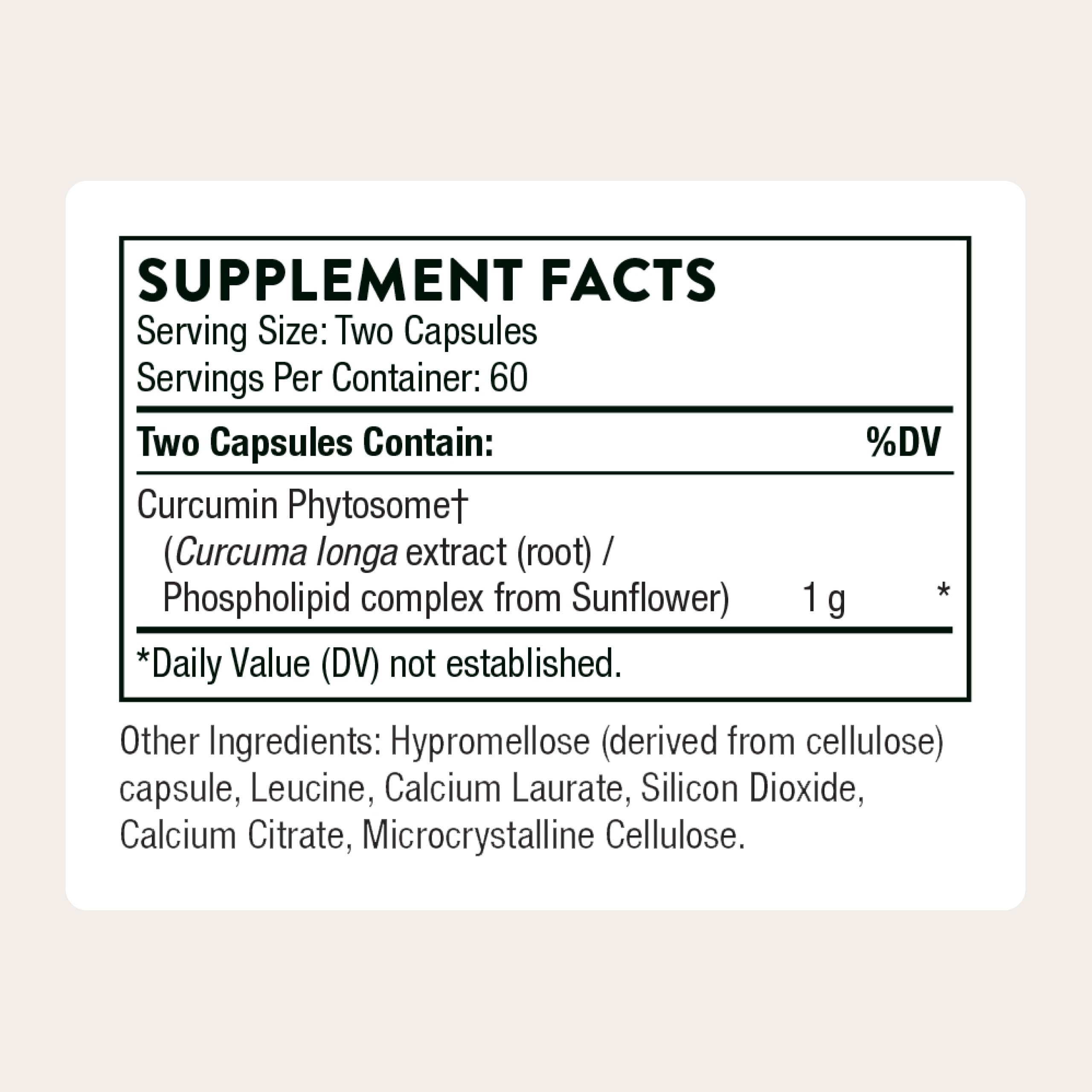 THORNE - Curcumin Phytosome 1000 mg (Meriva) - Clinically Studied, High Absorption - Supports Healthy Inflammatory Response in Joints, Muscles, GI Tract, Liver, Brain & Nerves* - 60 Servings THORNE Au supplements