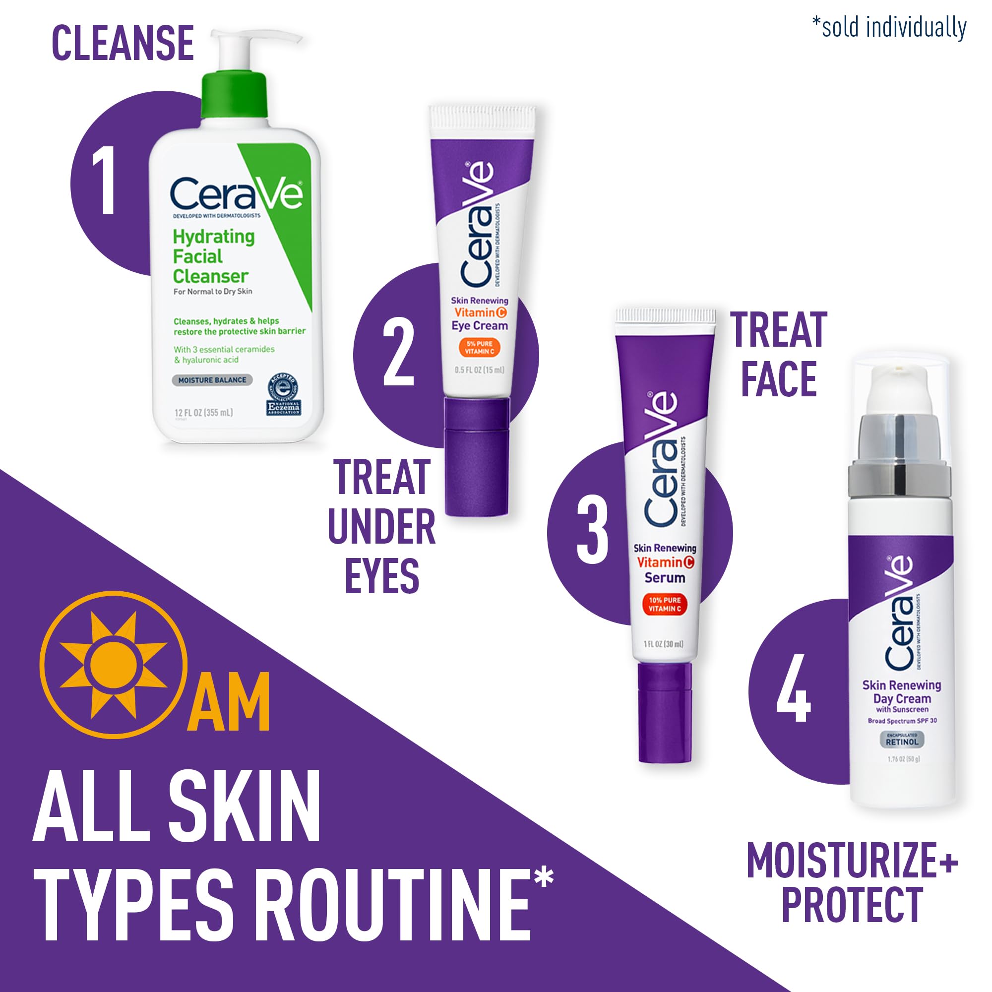 CeraVe Skin Renewing Vitamin C Eye Cream, Vitamin C, Hyaluronic Acid, Ceramides & Caffeine, Under Eye Cream For Dark Circles and Puffiness