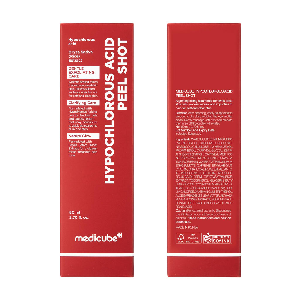 medicube Peel Shot with Hypochlorous Acid | Gentle Exfoliating Serum for Dead Skin Cells & Pores, Blackheads & Excess Sebum Control