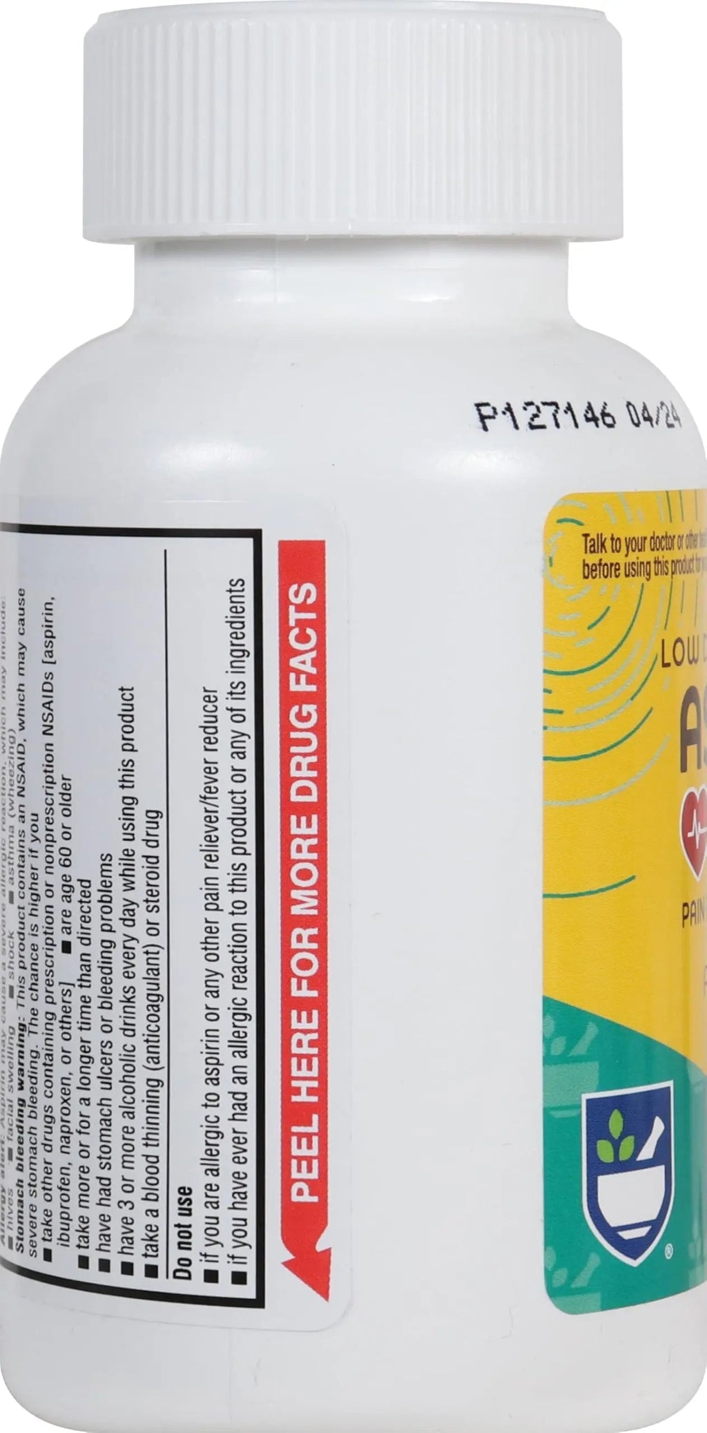 Rite Aid Aspirin Enteric Tablets - 81 mg Aspirin - 500 Count - Low-Dose for Headache Relief - Safety Coated - Aspirin Regimen - Migraine Medicine - Pain Relief Rite Aid Au supplements