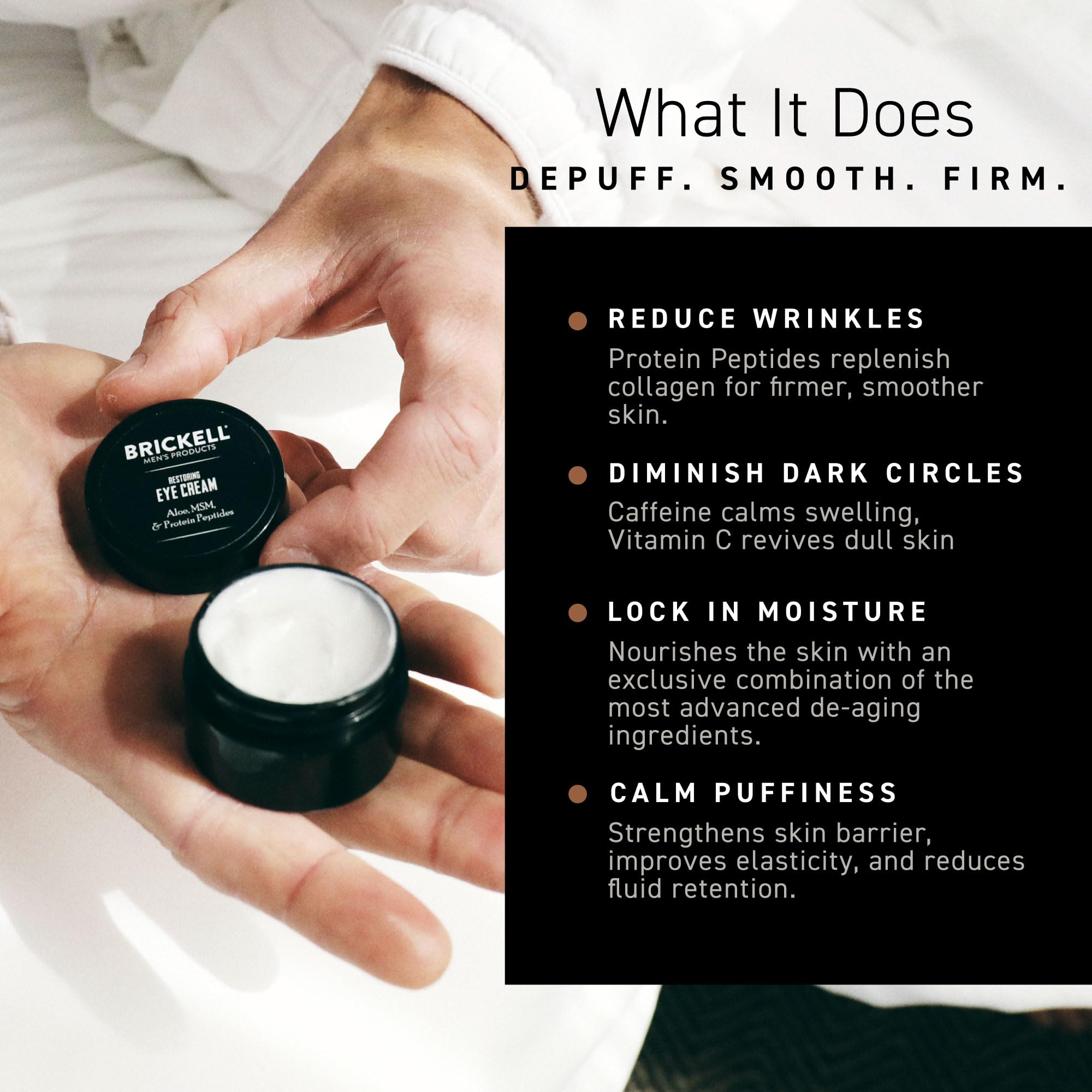 Brickell Men's Restoring Under Eye Cream for Men, Natural and Organic Anti Aging Eye Balm To Reduce Puffiness, Wrinkles, Dark Circles