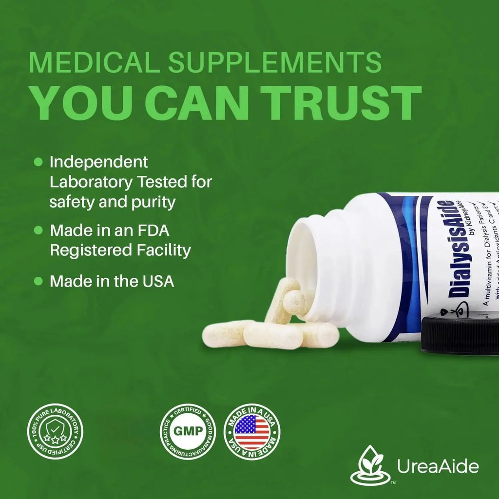 Renal Replacement Therapy Complete Multi Vitamin - 60 Capsules, 30 Day Supply, B-Complex, Antioxidant Vitamin C& E, L-Carnitine & Zinc Immune, Skin, Red Cell KidneyAide Au supplements