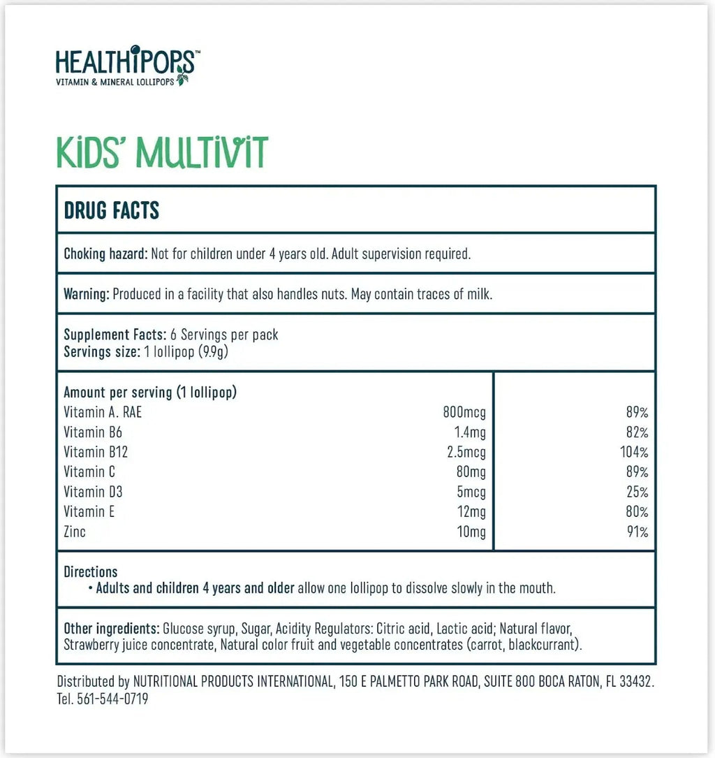 Healthipops Kids Multivitamin Lollipops (6-Pack) Healthipops Vitamin & Mineral Lollipops Au supplements