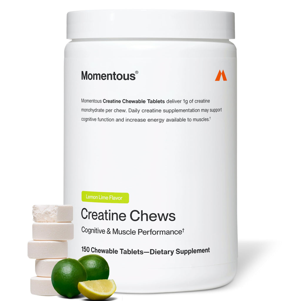 Momentous Creatine Chews - Creatine Monohydrate - Supports Strength, Lean Muscle, & Recovery for Men & Women - NSF Certified for Sport - 150 Chewable Tablets - Lemon Lime