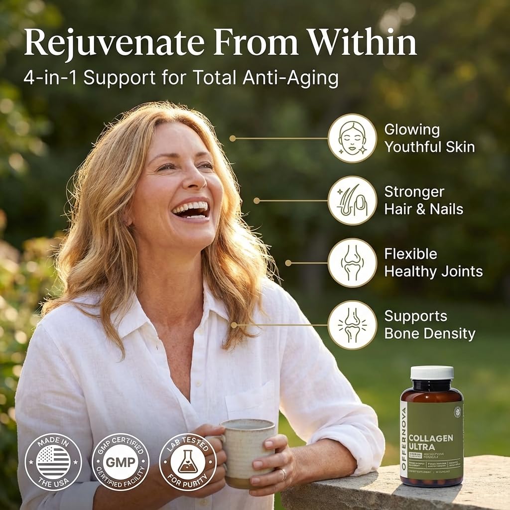 Offernova Collagen Ultra Hydrolyzed Collagen Supplements - 3000mg Anti Aging Bovine Collagen Peptides for Healthy Joints, Bones, Hair and Skin.