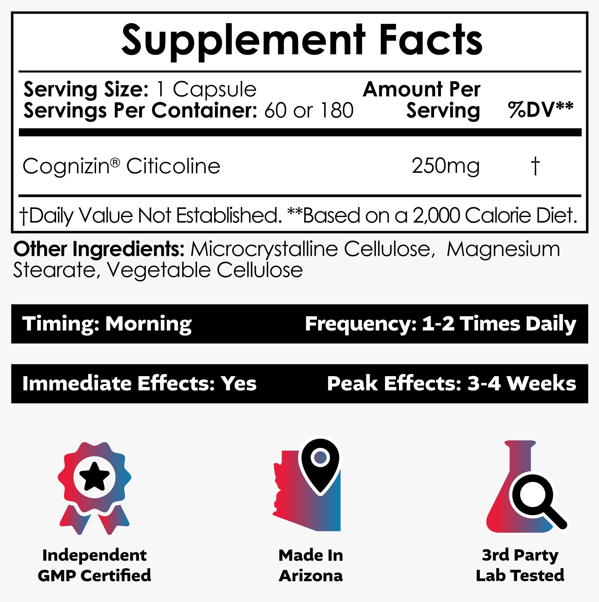 Nootropics Depot Cognizin Citicoline Capsules | 60 Count | Choline Supplement | Brain Health Supplement | Regulates Memory and Cognitive Function | Supports Attention, Focus and Recall Nootropics Depot Au supplements