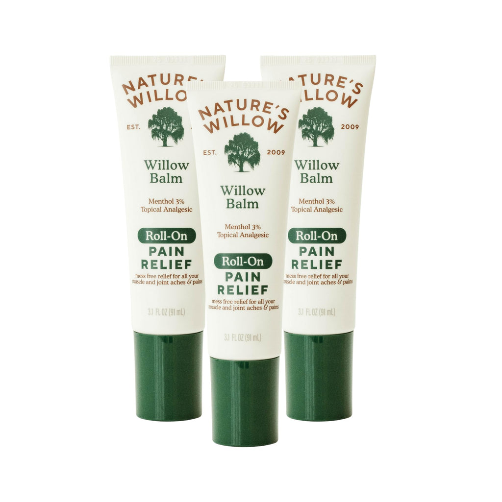 NEW Nature's Willow ROLL-ON Pain Relief | Fast-Acting, No-Mess Relief for Back, Neck, Knees & Joints | Willow Bark & Menthol | Clean, Fresh Scent | No Dyes or Artificial Fragrance | 3.1 fl oz | 3-Pack Nature's Willow Au supplements