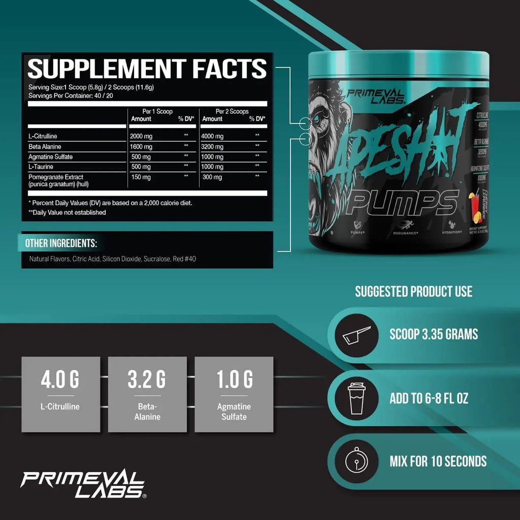 Primeval Labs Ape Pumps Natural Pre Workout Powder | Caffeine Free Preworkout Primeval Labs Au supplements
