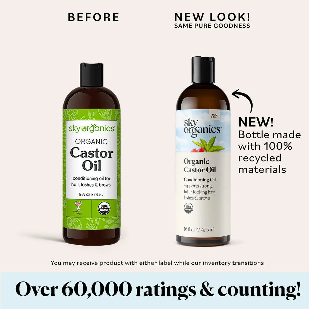 Sky Organics Castor Oil (2x16oz) USDA Organic Cold-Pressed Unrefined100% Pure Sky Organics Au supplements