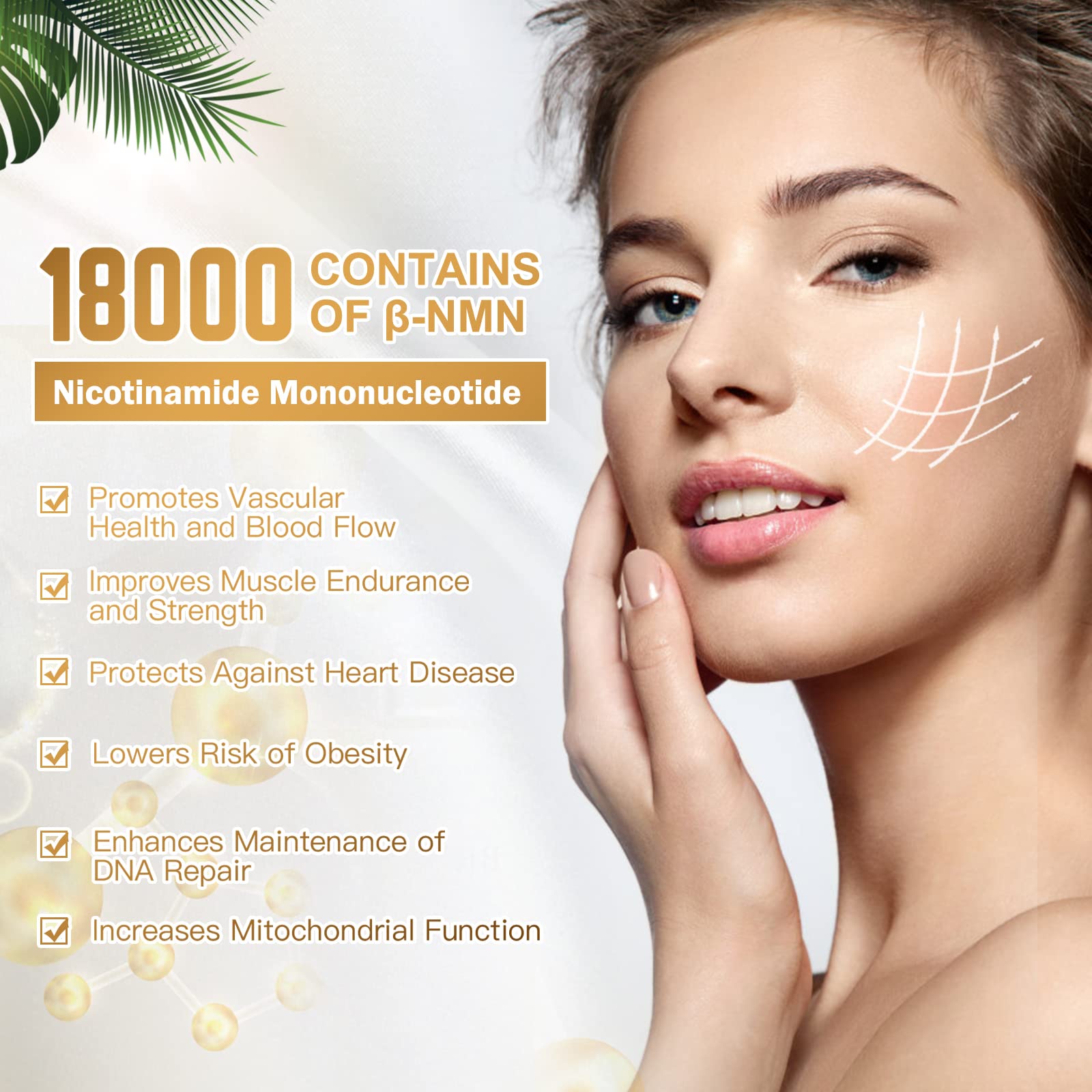 AIDEVI NMN 18000 - Nicotinamide Mononucleotide Supplement with Resveratrol, Stabilized Form & 99% High Purity to Boost NAD+ Levels for DNA Repair Supplement, for Healthy Aging, 60 Capsules AIDEVI Au supplements