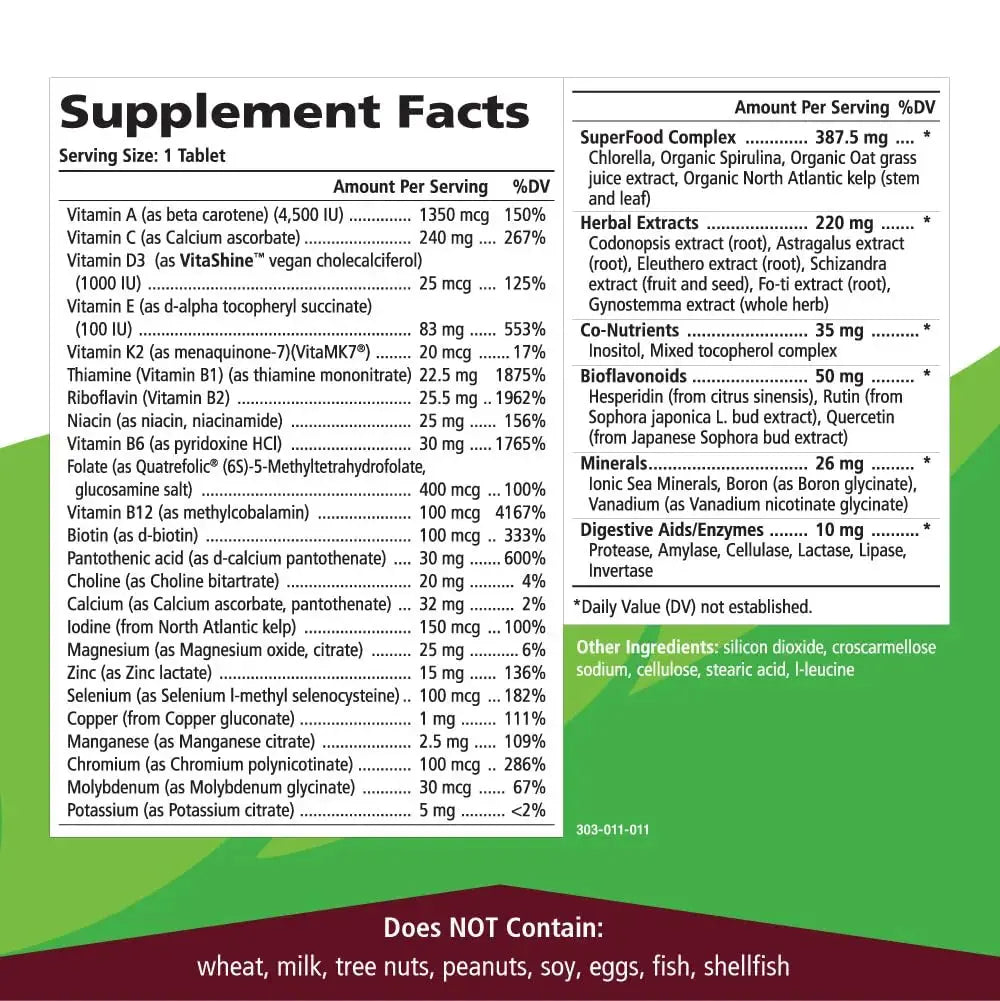 One n Only Whole Food Multivitamin by Pure Essence - Super Energetic Once a Day with Superfoods, Minerals, Enzymes PURE ESSENCE LABS Au supplements
