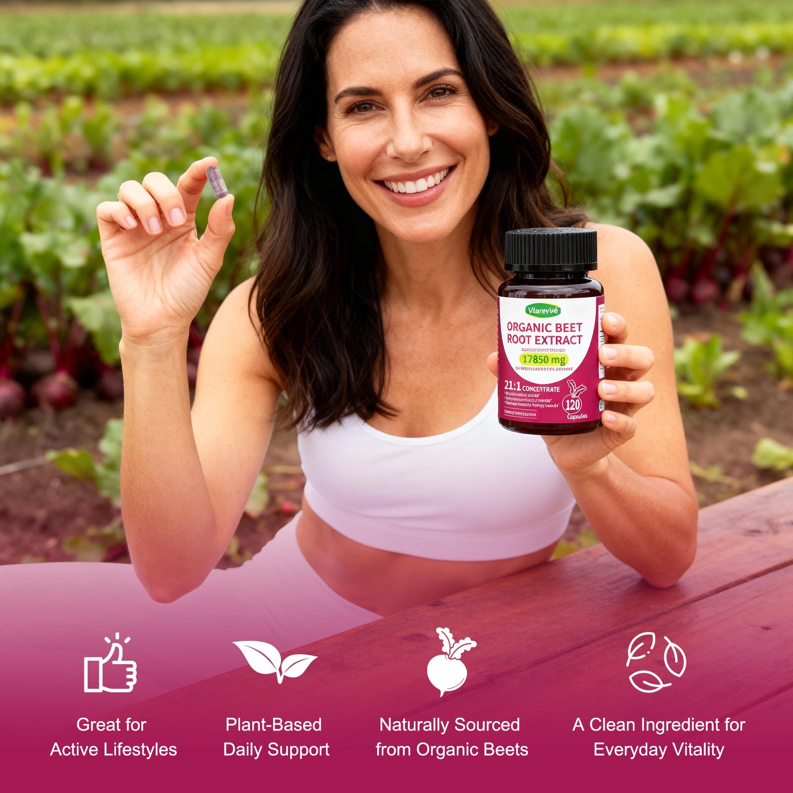 Vitarevive Organic Beet Root Capsules with Beetroot Extract 17850mg 21:1 Concentrated Beetroot Supplement Supports Circulation and Nitric Oxide