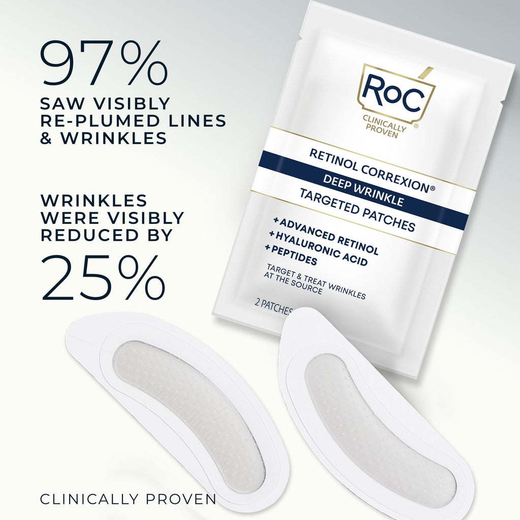 RoC Retinol Correxion Deep Wrinkle Non-Invasive Targeted Patches with Hyaluronic Acid + Firming Peptides for Forehead, 11 Lines