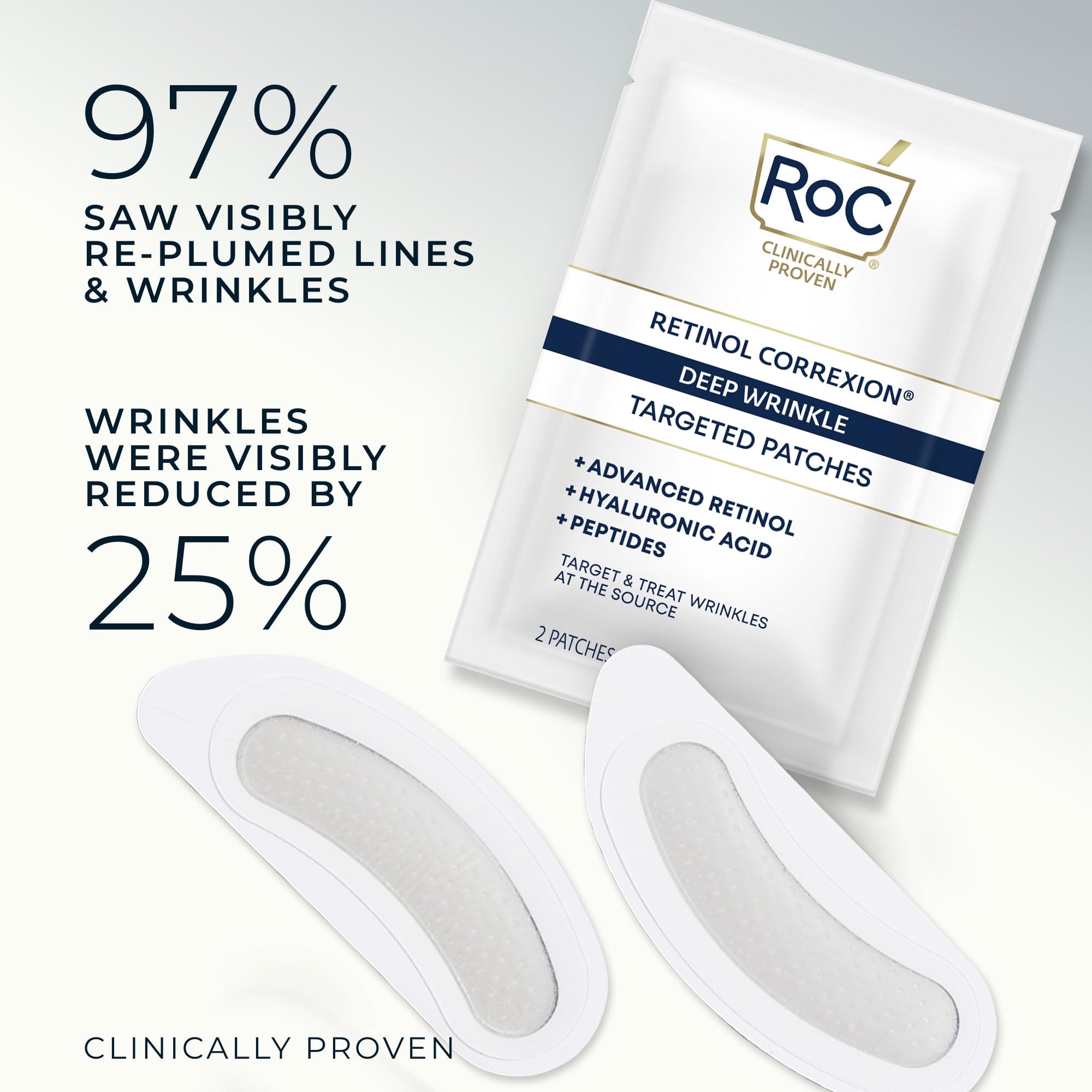 RoC Retinol Correxion Deep Wrinkle Non-Invasive Targeted Patches with Hyaluronic Acid + Firming Peptides for Forehead, 11 Lines