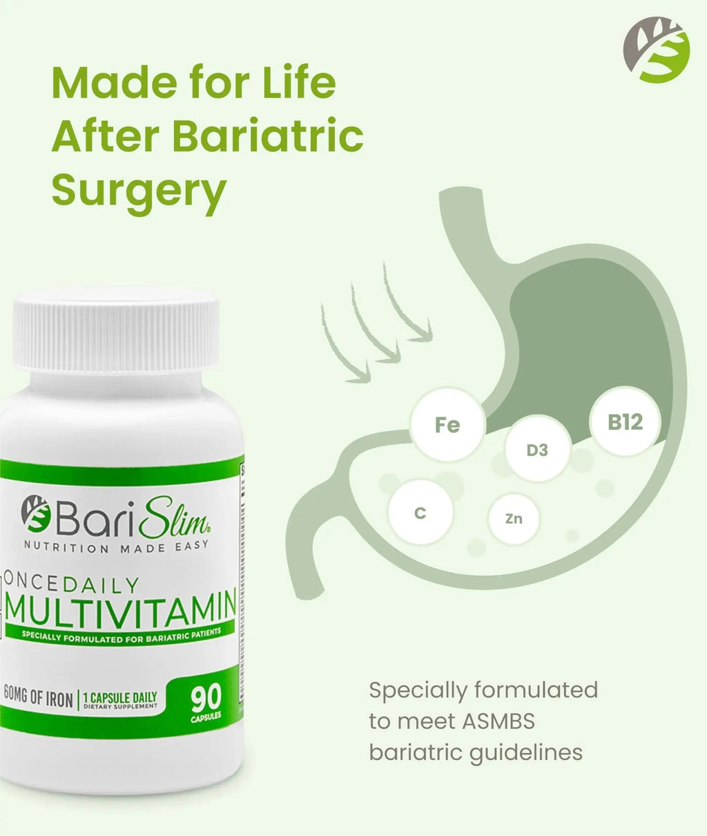 BariSlim Once Daily Bariatric Multivitamin Capsule - 60mg of Iron - Bariatric Vitamin & Supplement for Post WLS Surgery Including Gastric Bypass BariSlim Au supplements