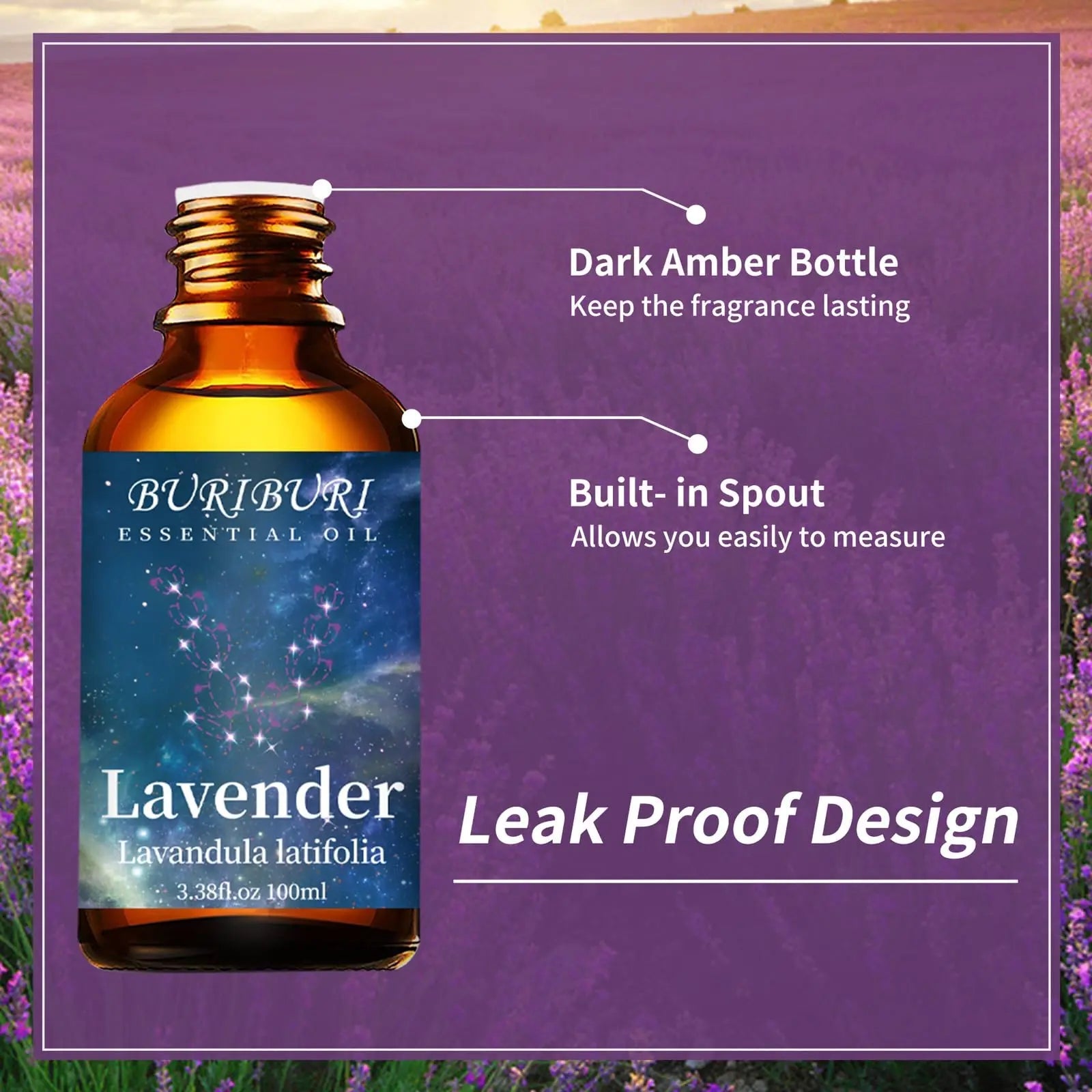 BURIBURI Lavender Essential Oil 100ML, 100% Pure Undiluted, Natural, Organic Aromatherapy Oil Lavender Oils BURIBURI Au supplements