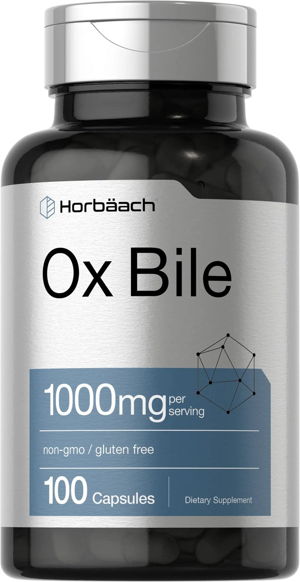 Ox Bile 1000 mg 100 Capsules | Digestive Enzymes Supplement | Non-GMO & Gluten Free Horbäach Au supplements