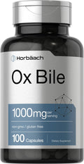 Ox Bile 1000 mg 100 Capsules | Digestive Enzymes Supplement | Non-GMO & Gluten Free Horbäach Au supplements