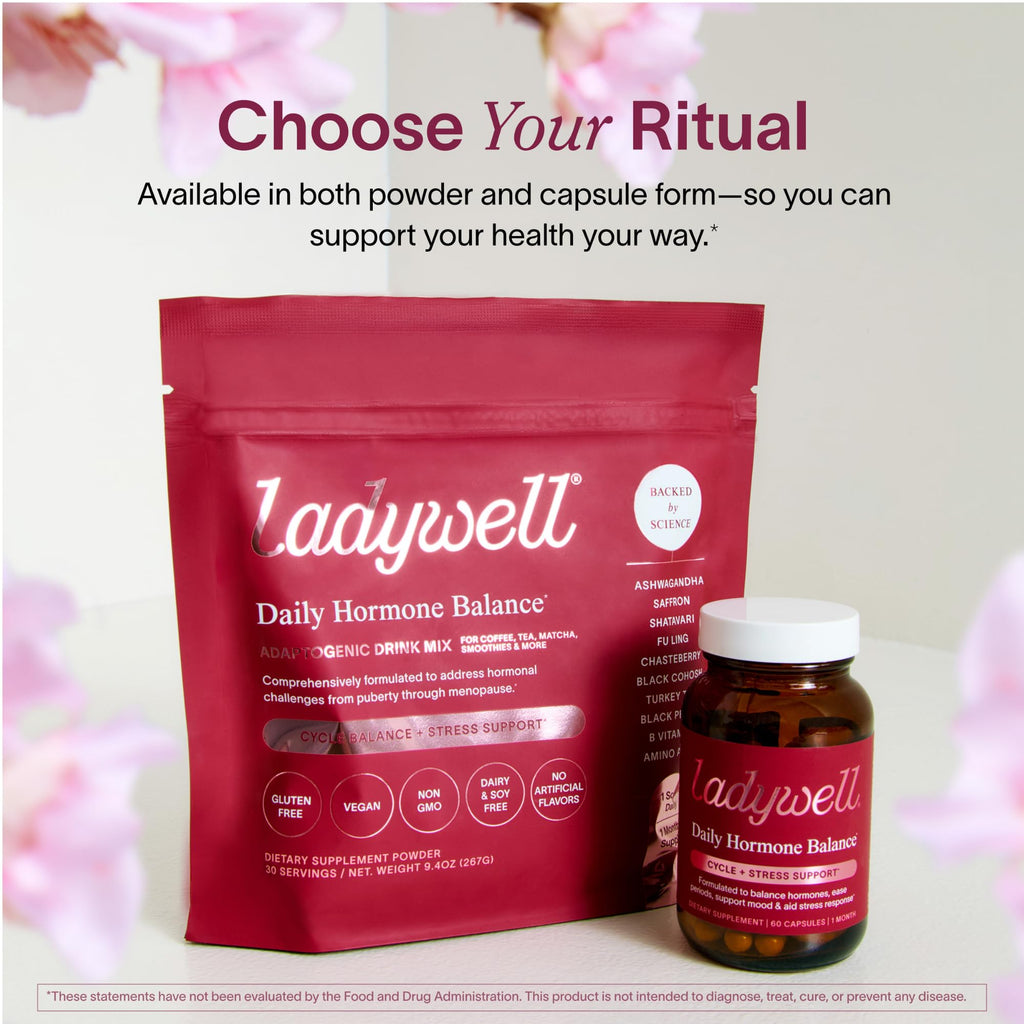 Ladywell Daily Hormone Balance Powder | Natural Cycle Support for Women | Supports Mood, Bloating, Cramps, Skin Health & Cravings with Chasteberry, B Vitamins, Ashwagandha, Saffron + | 30 Servings Ladywell Au supplements