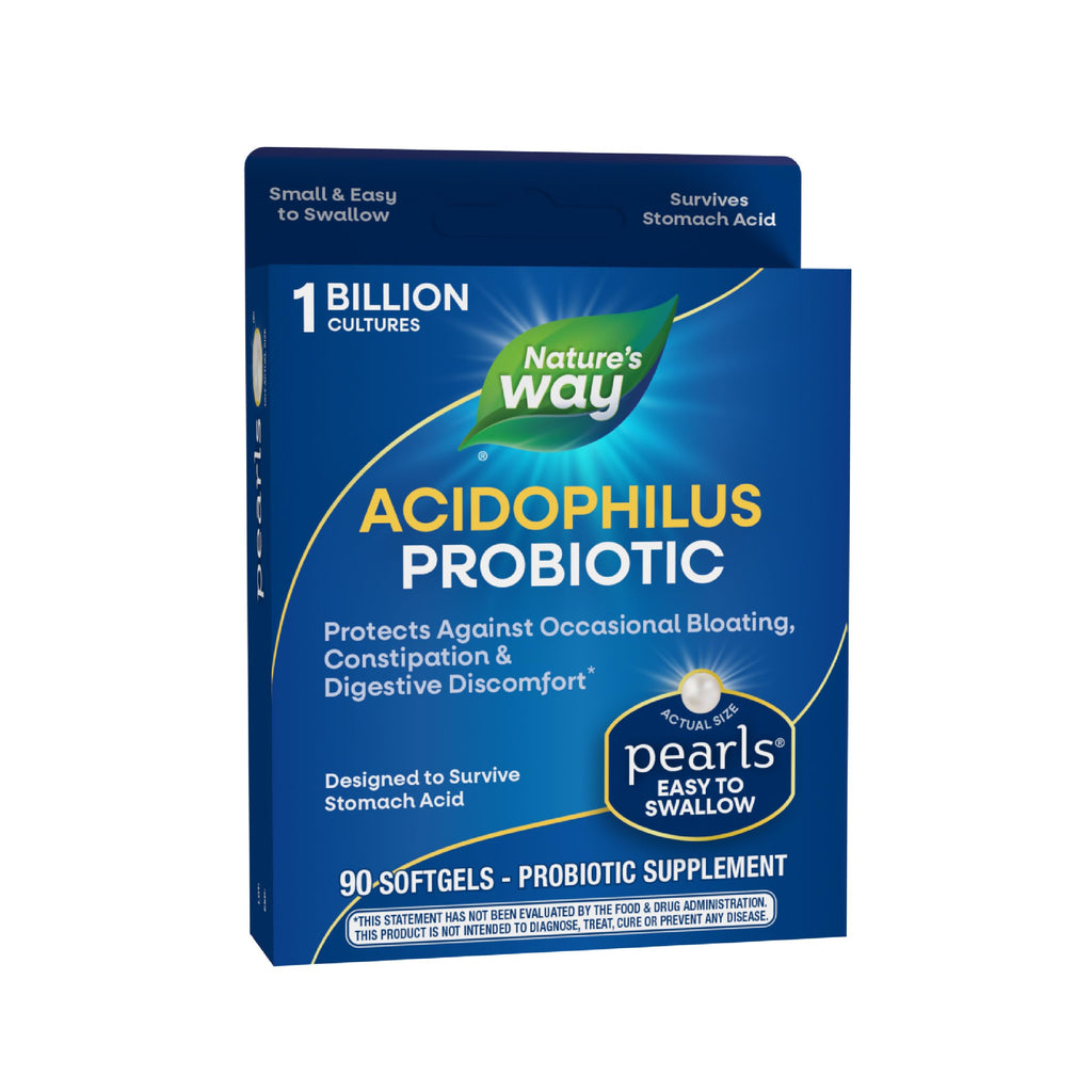 Probiotic Pearls Acidophilus Once Daily Probiotic Supplement, 1 Billion Live Cultures, Survives Stomach Acid, No Refrigeration, 90 Softgels Nature's Way Au supplements
