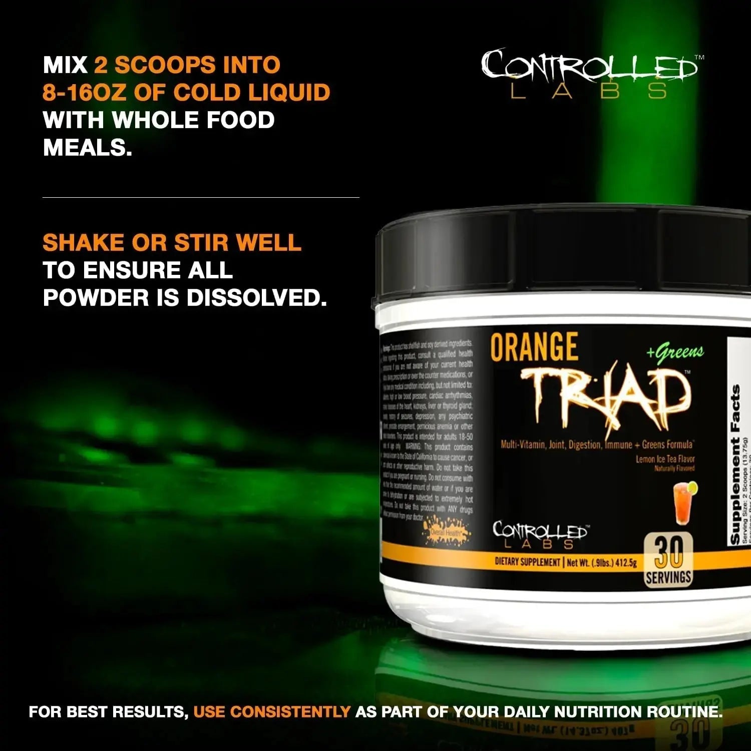 CONTROLLED LABS Orange Triad Plus Greens for Men and Women, 30 Servings Iron Free Sports Supplement for Overall Health CONTROLLED LABS Au supplements