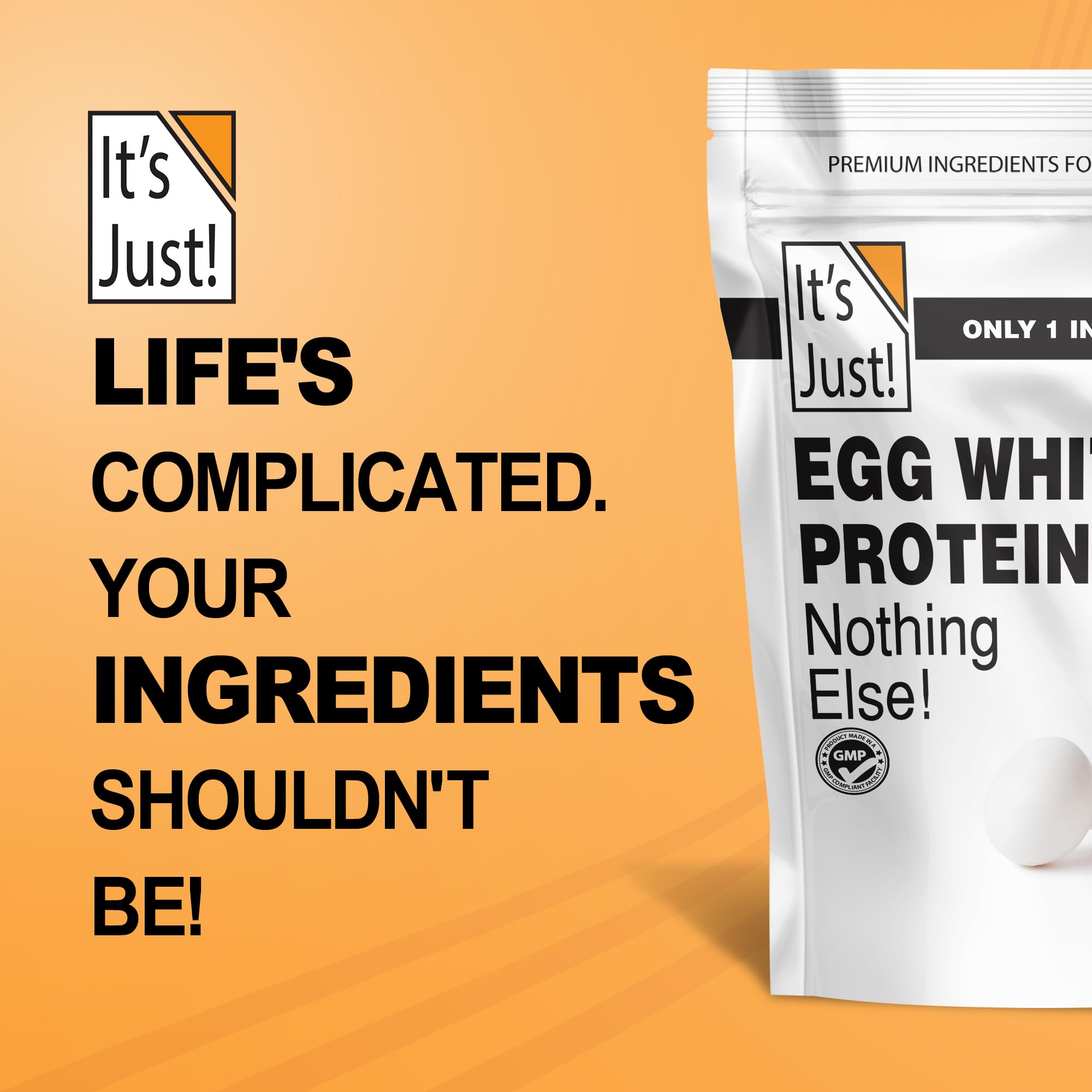 It's Just! - Egg White Protein Powder, Made in USA from Cage-Free Eggs, Dried Egg Whites (Unflavored, 8oz)