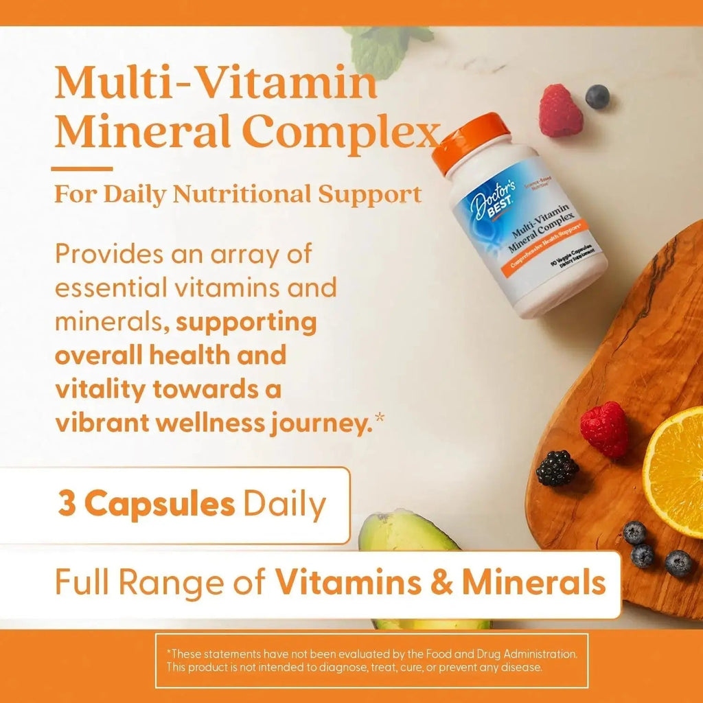 Doctors Best Multi-Vitamin Mineral Complex, Comprehensive Health Support, Non-GMO, Gluten Free, Vegan 90 Veggie Capsules Doctor's BEST Au supplements