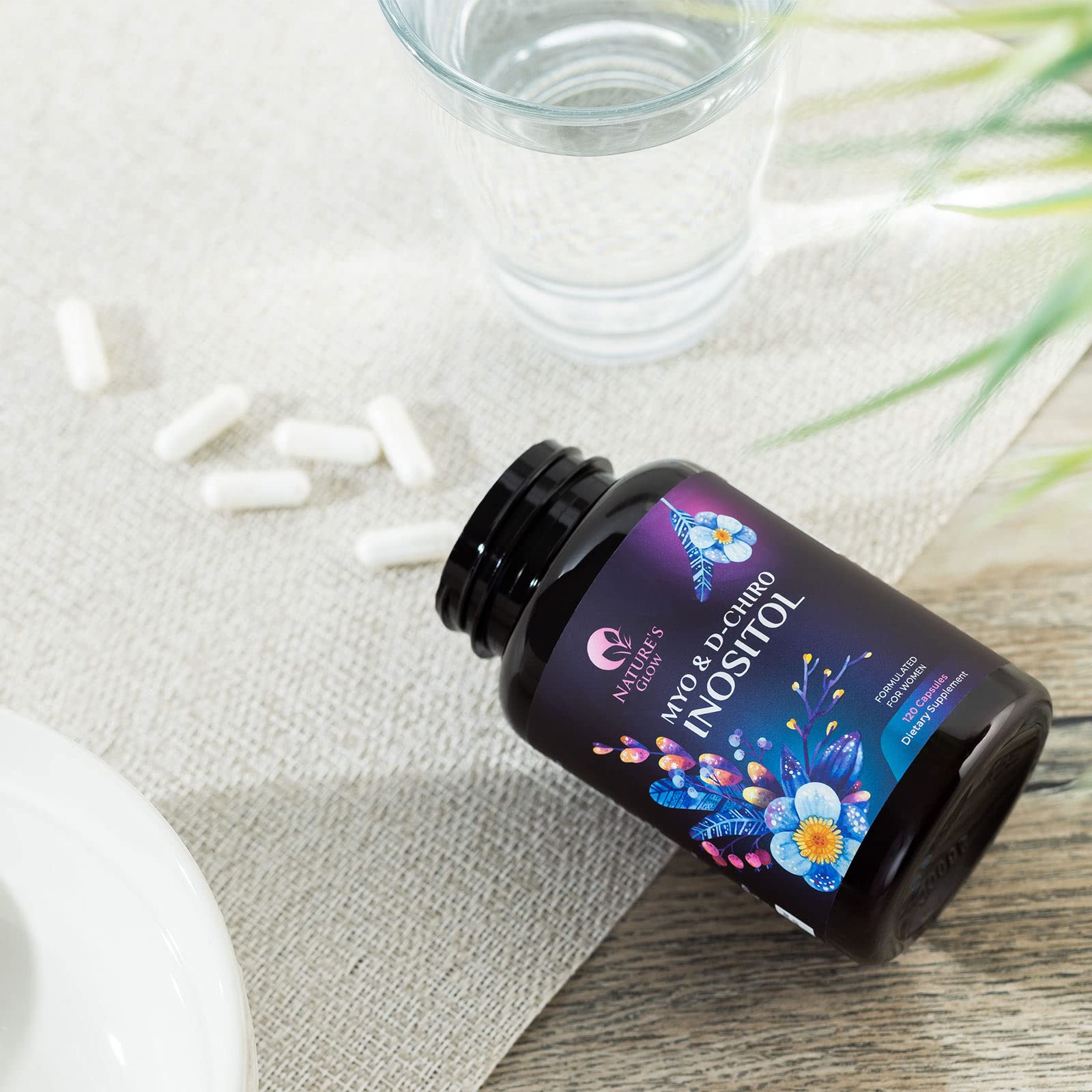 Myo-Inositol & D-Chiro Inositol 1025mg - 40:1 Ideal Ratio for Ovarian Support, Vegan Myo & D Chiro Supplement for Women's Natural Balance and Hormone Support, Vitamin B8, Non-GMO - 120 Capsules Nature's Glow Au supplements