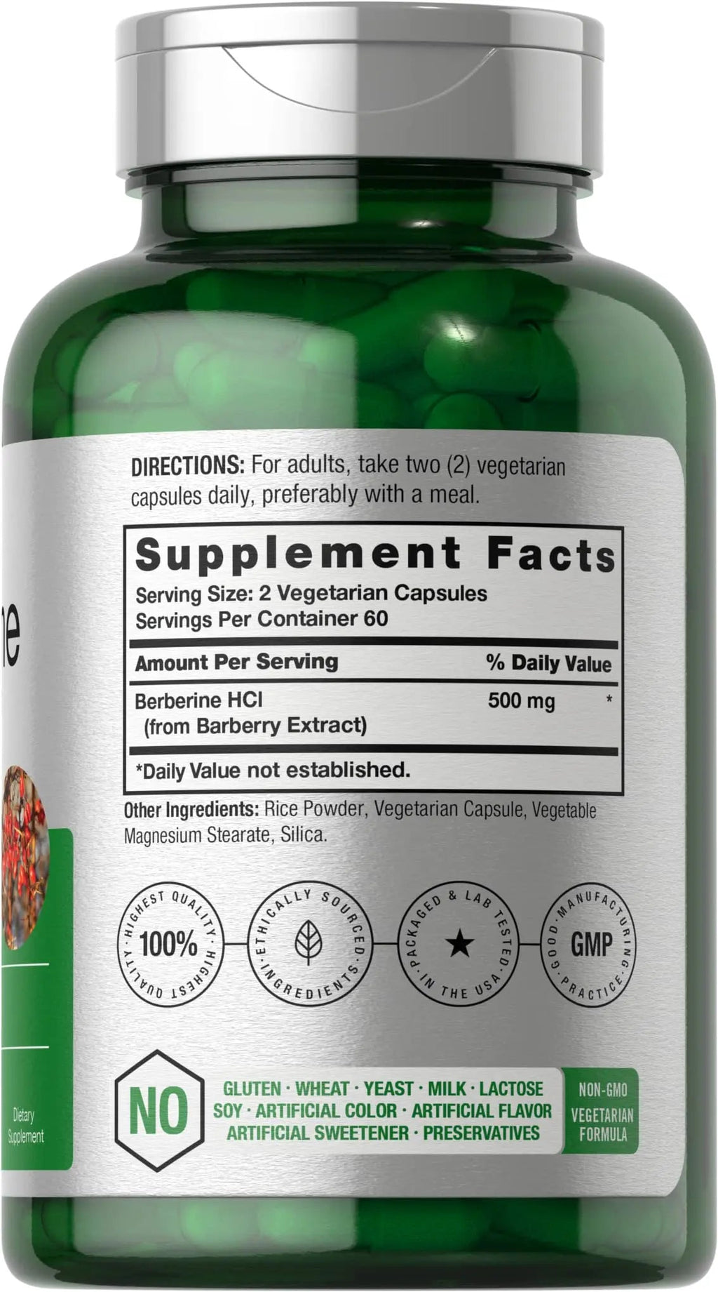 Berberine Supplement | 120 Capsules | Berberine HCl from Barberry Extract | Non-GMO Horbäach Au supplements