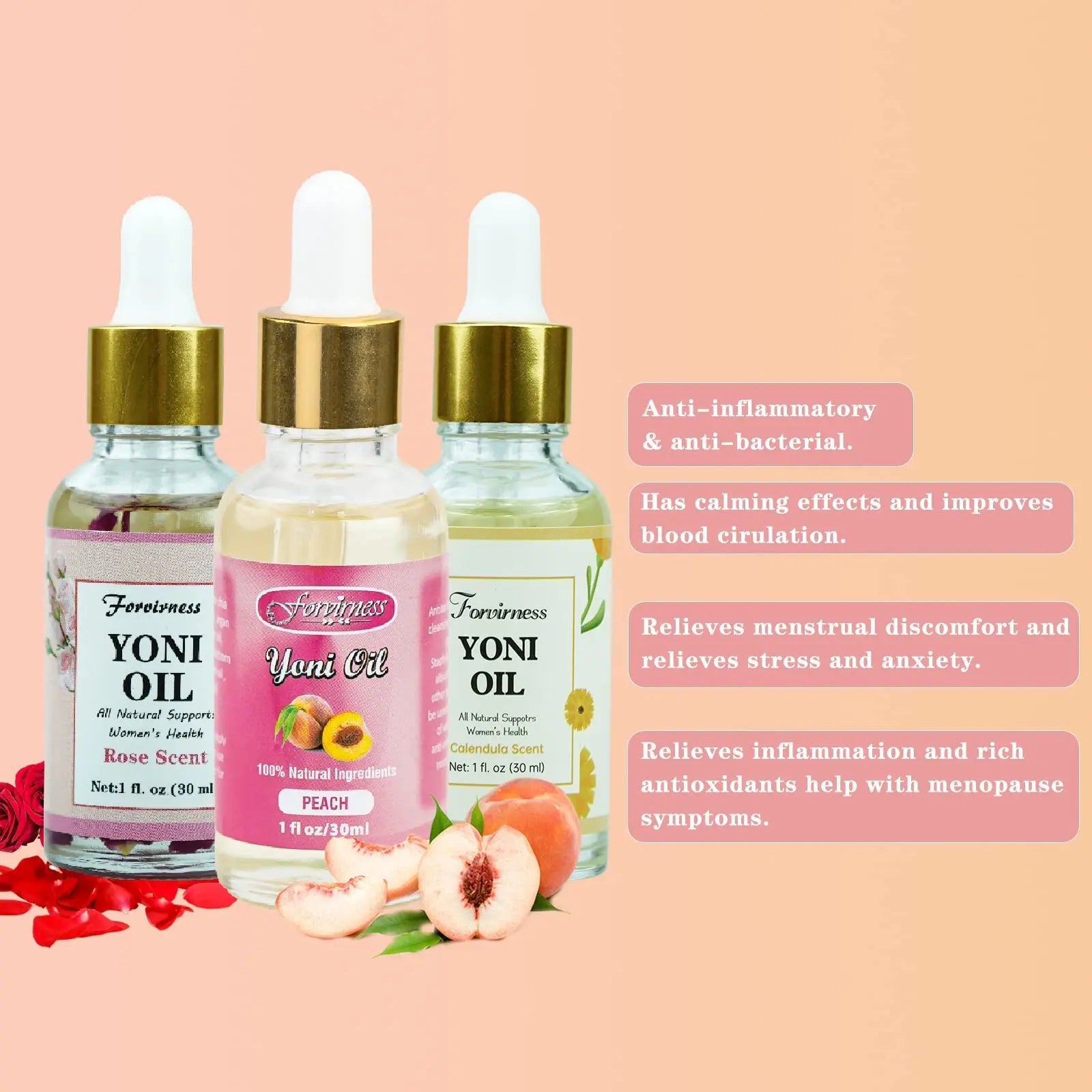 3 Packs Natural Yoni Oil Feminine Wash Ph Balanced for Women, Eliminates Vaginal Odor forvirness Au supplements