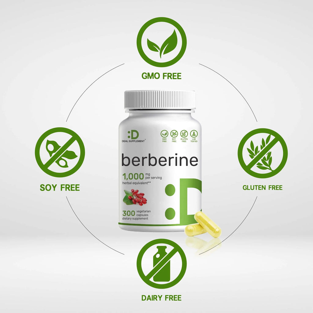 Berberine Supplement, 1,000mg Per Serving, 300 Veggie Capsules – 97% Pure Berberine DEAL SUPPLEMENT Au supplements