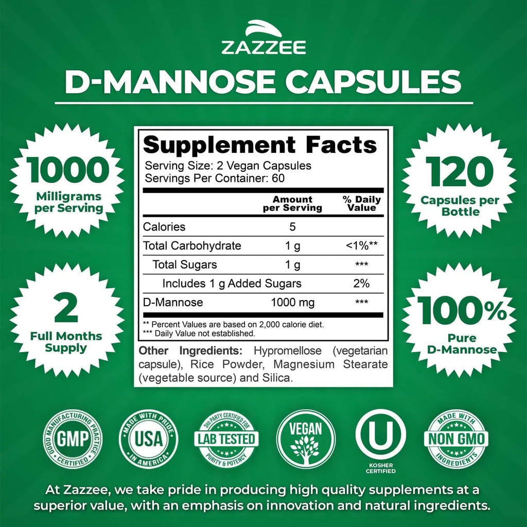 Zazzee Ultimate Urinary Tract Support Bundle | Super Concentrated Proanthocyanidin Cranberry Extract Capsules Plus D-Mannose 1000mg Capsules for UT & Bladder Cleansing (60 Servings Each) Zazzee Au supplements