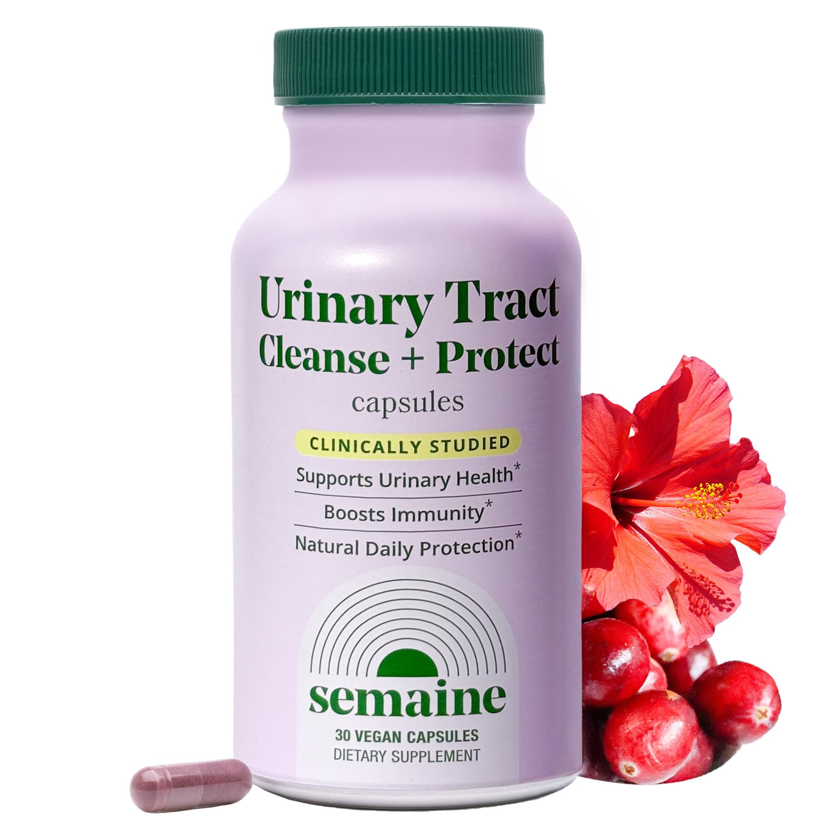 Semaine Urinary Tract Cleanse & Protect – 30 ct, Bladder Support Supplement for Women, Flushes Urinary Tract. Combines Cranberry Proanthocyanidins with Hibiscus. Semaine Au supplements