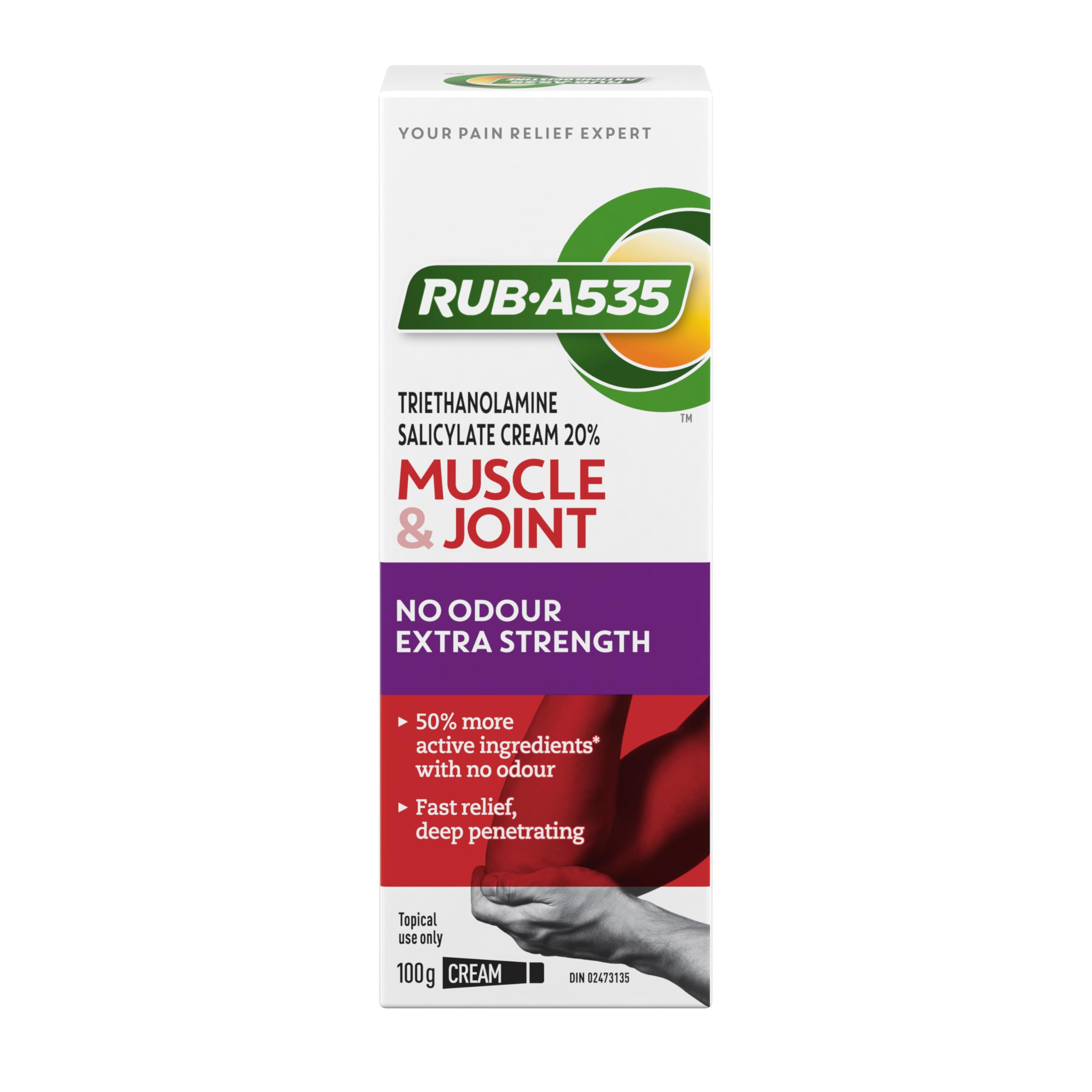 RUB A535 ULTRA STRENGTH NO ODOUR CREAM For Deep Penetrating Relief of Muscle, Joint & Arthritic Pain 100 g Rub A535 Au supplements