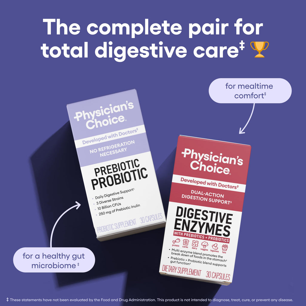 Physician's CHOICE Prebiotic-Probiotic - Multi-Strain Probiotics & Synergistic Prebiotics -Designed for Digestive Health, Supporting Gut Microbiome