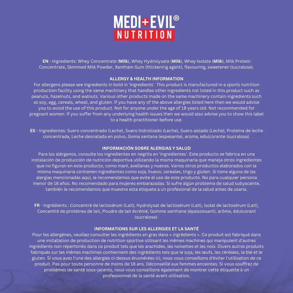Medi-Evil Nutrition Whey Dynamic Protein, White Chocolate Flavour, 600g, 20 Servings Medi-Evil Au supplements
