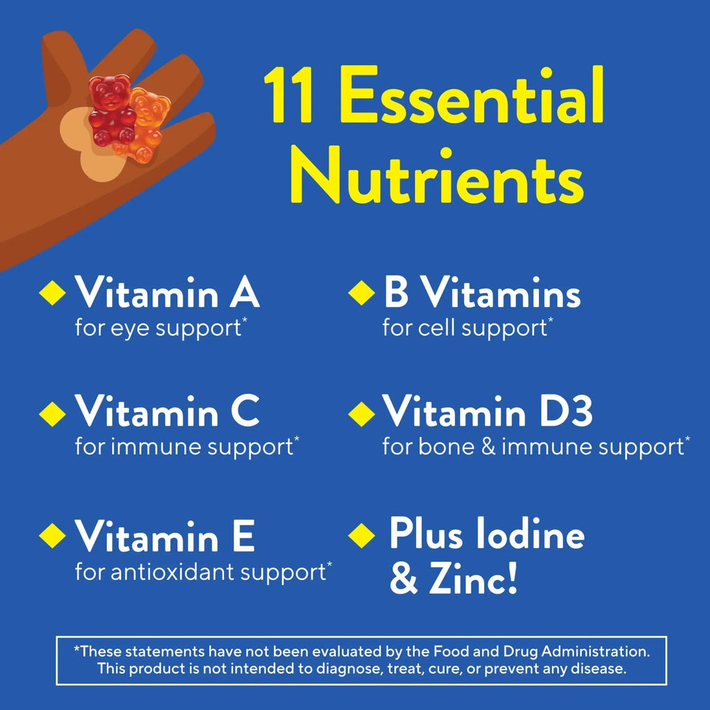 L’il Critters Gummy Vites Daily Gummy Multivitamin for Kids, Vitamin C, D3 for Immune Support Cherry, Strawberry, Orange Lil Critters Au supplements