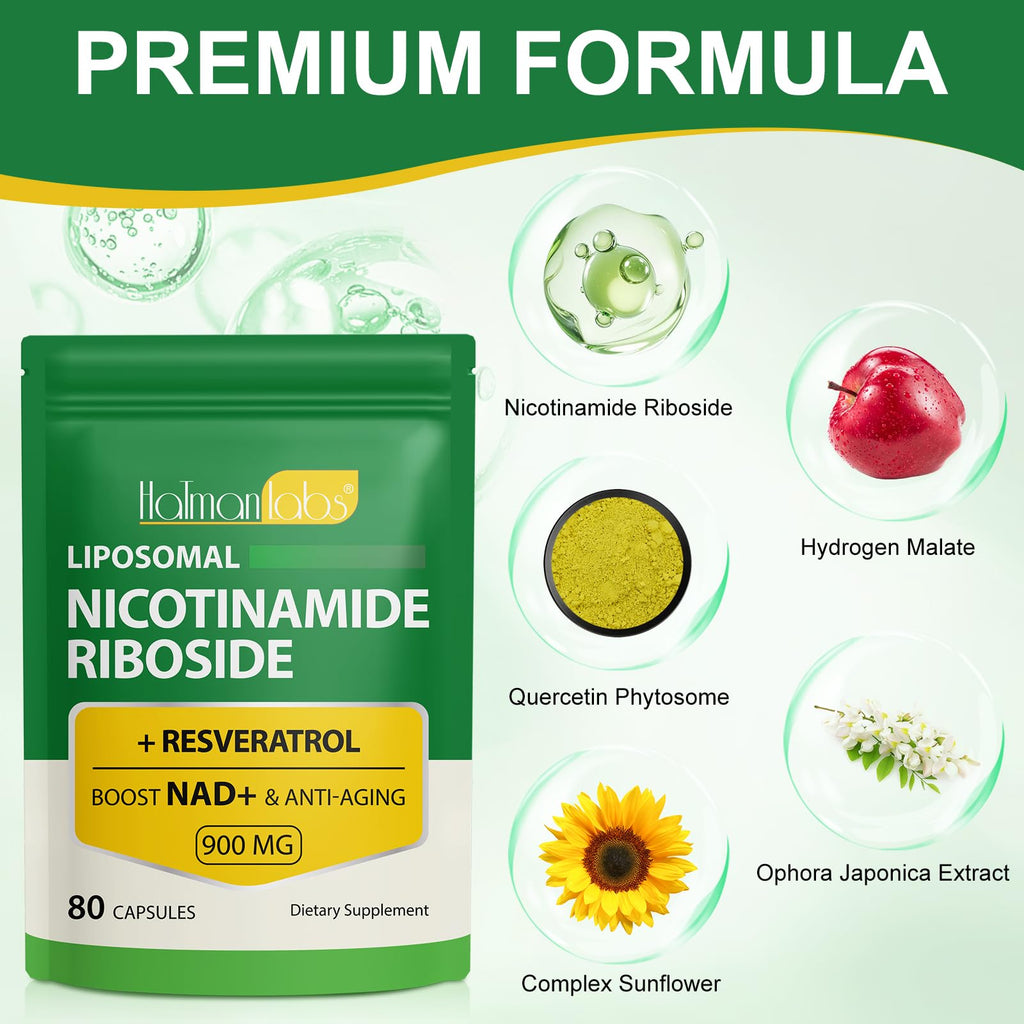 NAD Supplement - Liposomal Nicotinamide Riboside 900mg, Resveratrol, Quercetin - High Purity NAD Supplement for Energy, Support Cellular Health, Stamina & Healthy Aging - Ultra Strength 80 Capsules MXCZBSM Au supplements