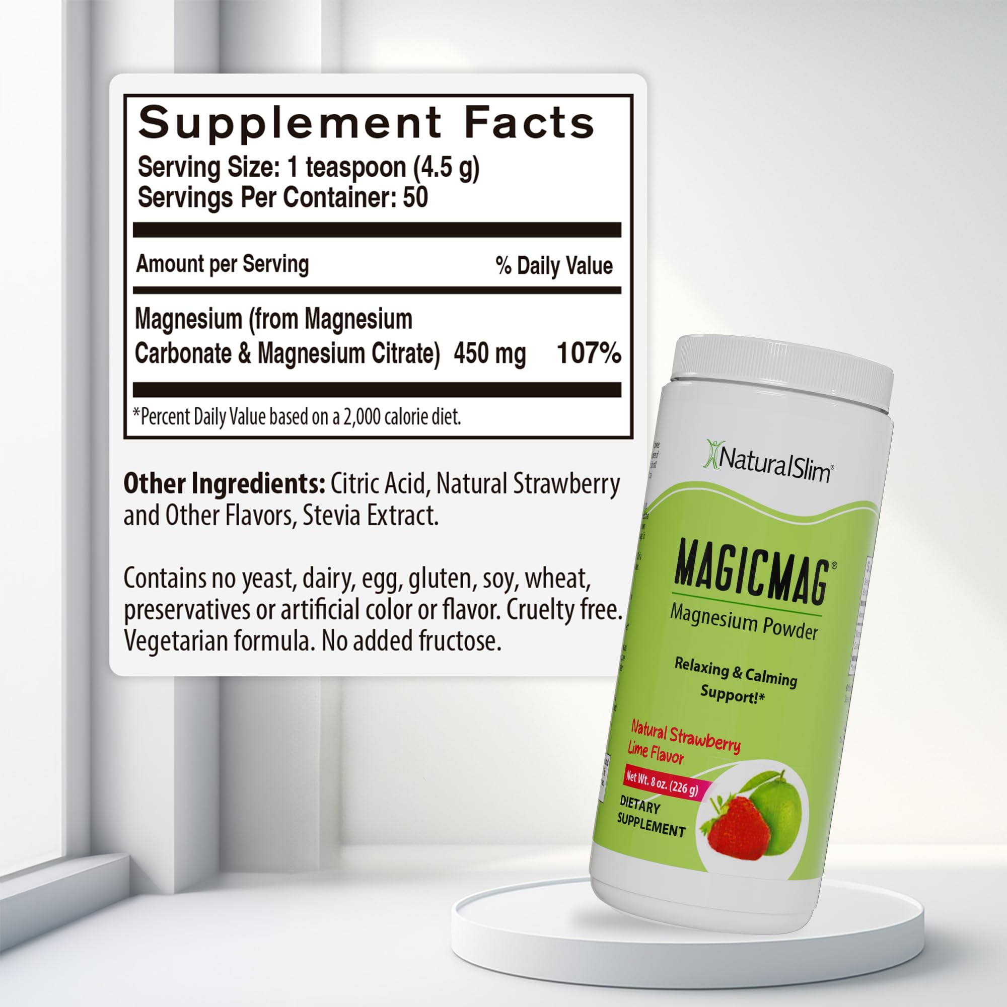 NaturalSlim MagicMag Magnesium Citrate Powder Drink for Relaxation, Stress, Constipation, Better Rest & Digestive Health, Magnesium Supplement for Women and Men