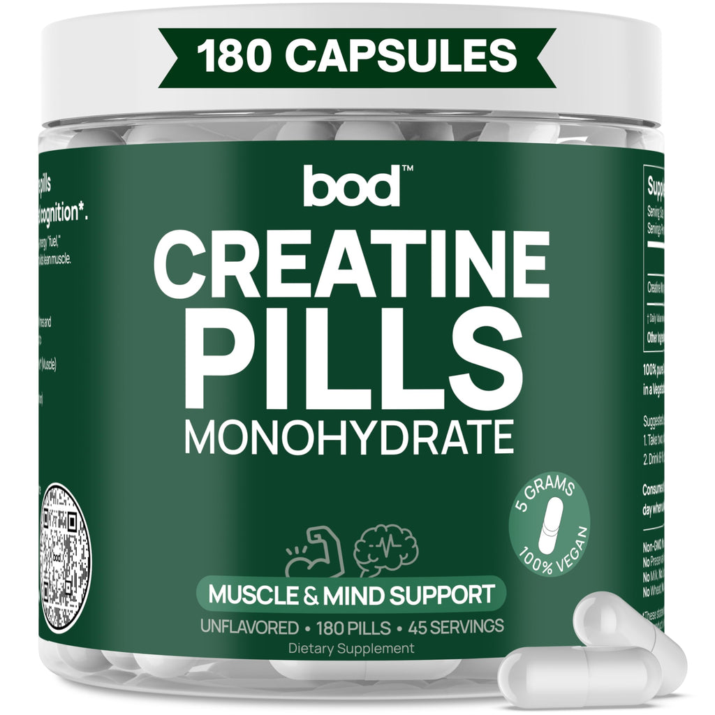 BOD Creatine Monohydrate Capsules – 45 Servings (4 Capsules = 5 g) – Ultra-Pure 200 Mesh Creatine Monohydrate – Strength, Power, Muscle Growth & Recovery Bod Au supplements