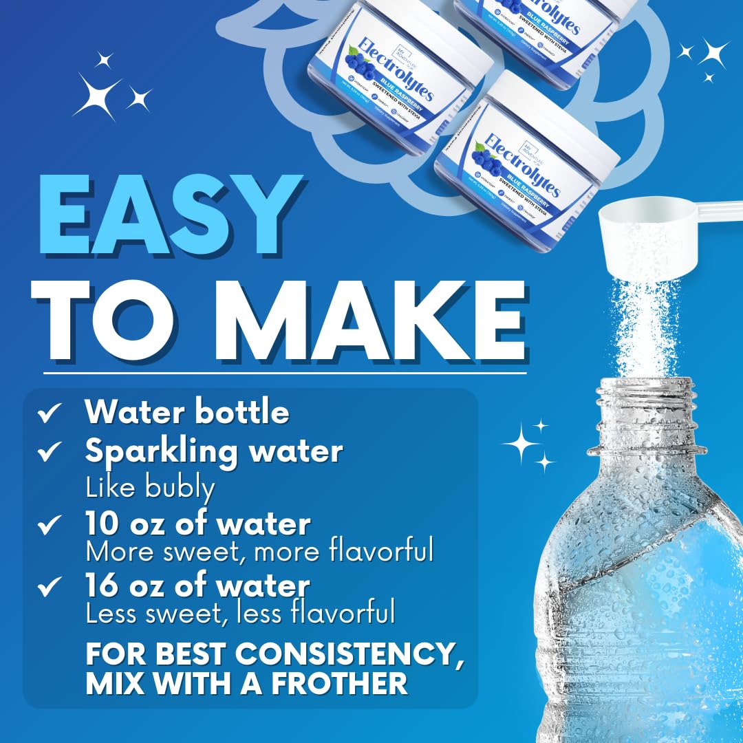 Zero Sugar - Blue Raspberry Electrolytes Powder - Refreshing Hydration - Caffeine Free Energy - All Natural Ingredients - Vegan, Keto and Paleo - Sugar Free Electrolyte Powder Drink Mix - 37 Servings