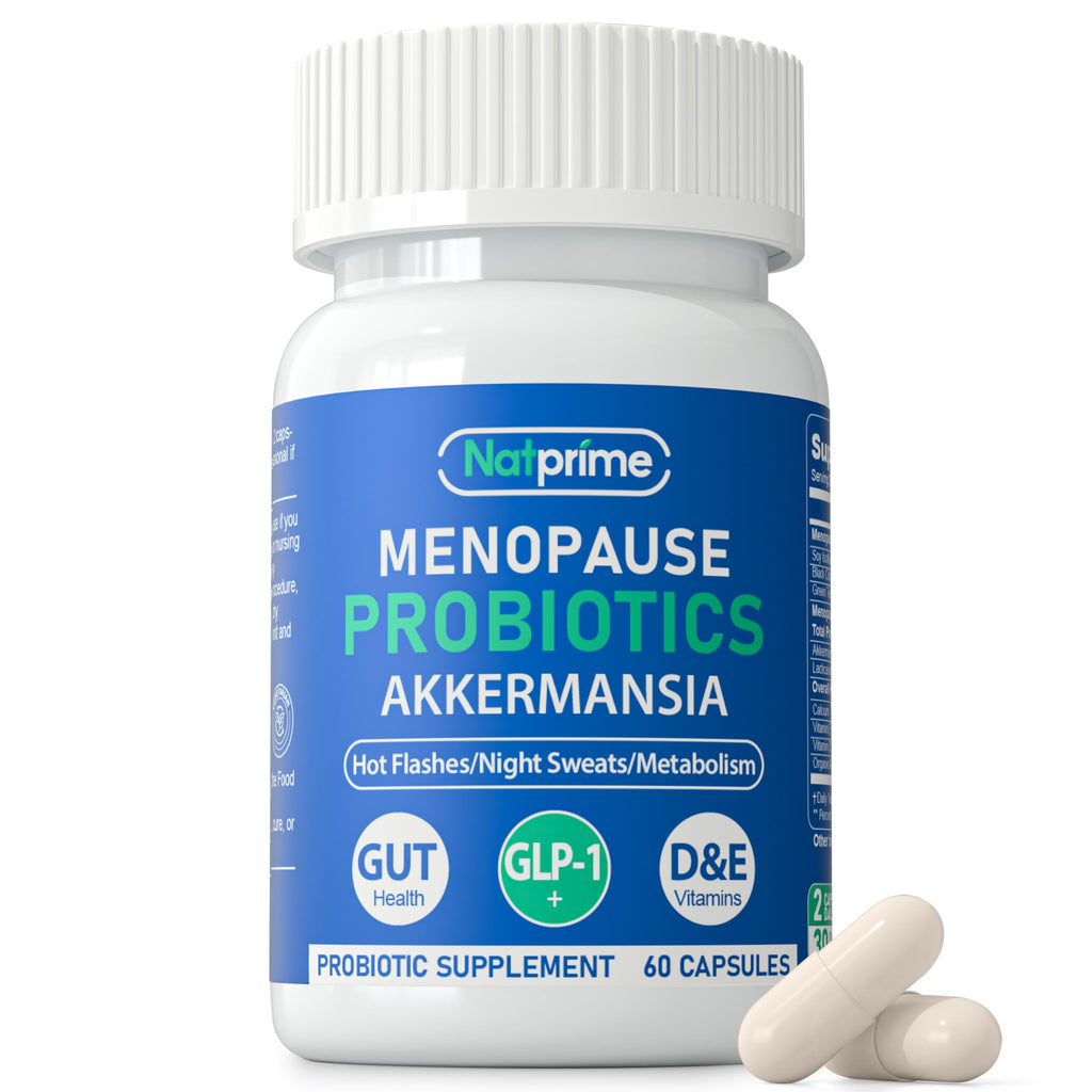 Natprime Menopause Supplements for Women - 60 Billion CFU Akkermansia Probiotic for Hormonal Balance, Night Sweats, Hot Flashes Relief, Gut Health, Mood Support & URO Viginal probiotic - 60 Ct 30 Day Natprime Au supplements